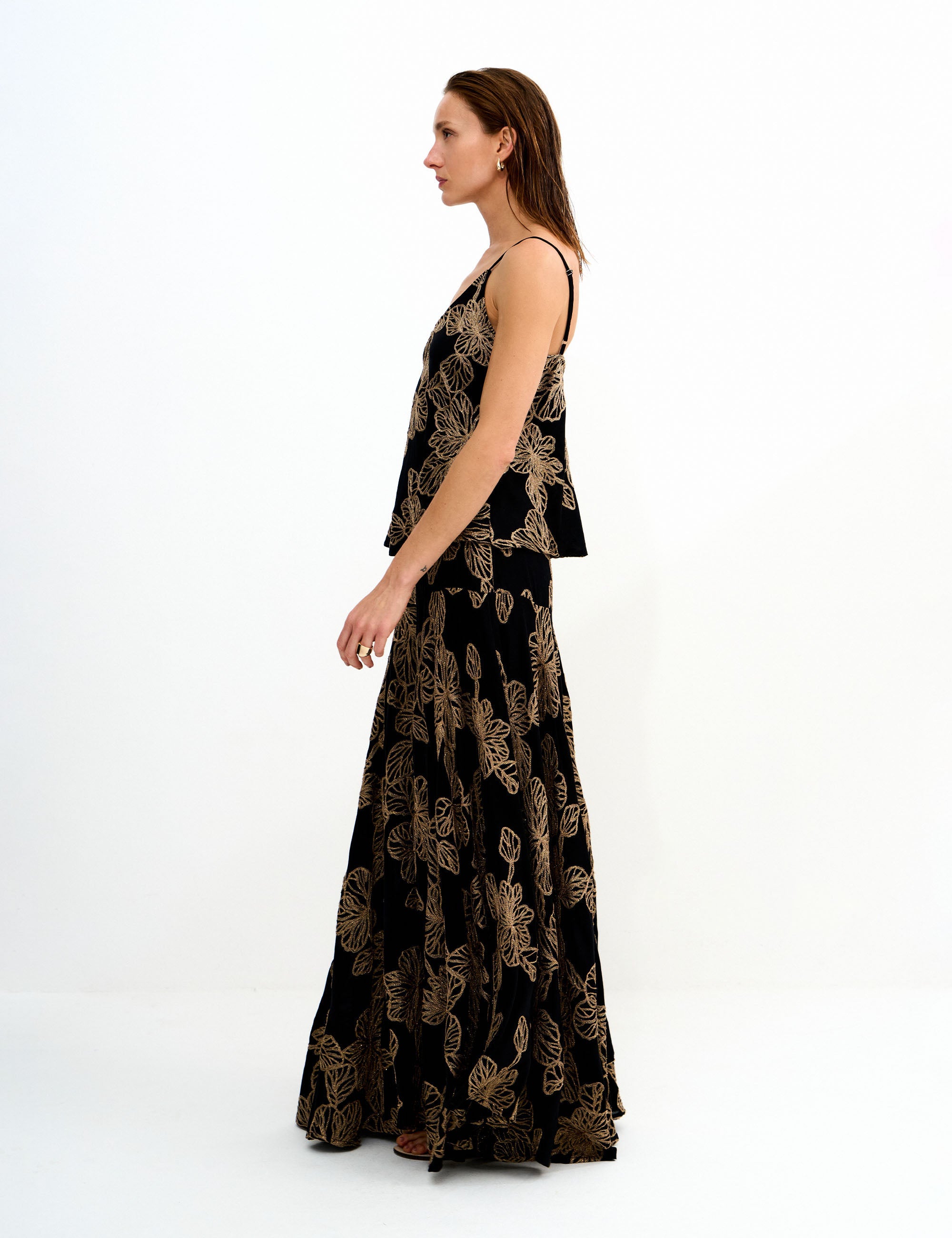 Saia Lace Crepe Preto