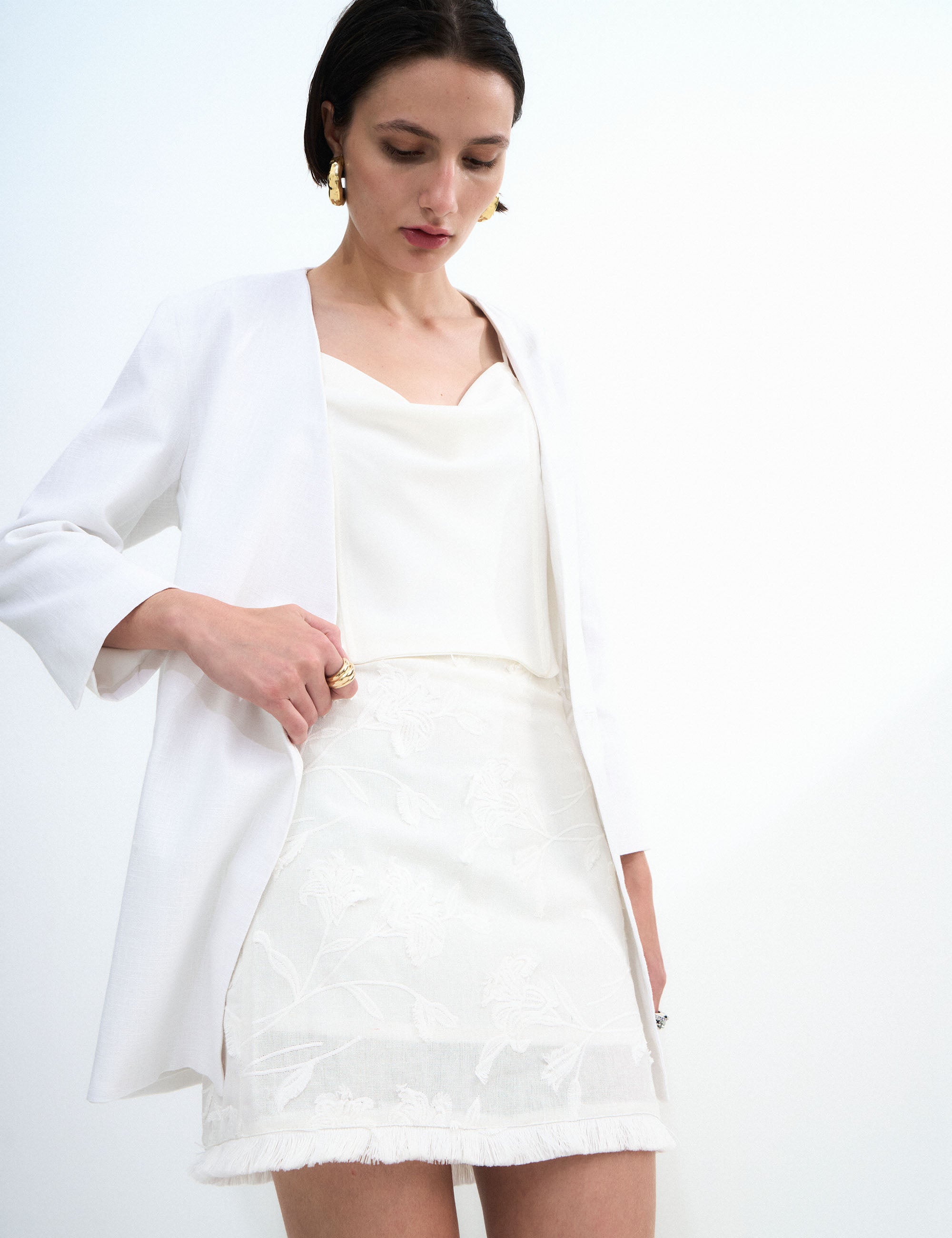 Saia Lila Bordada Off White