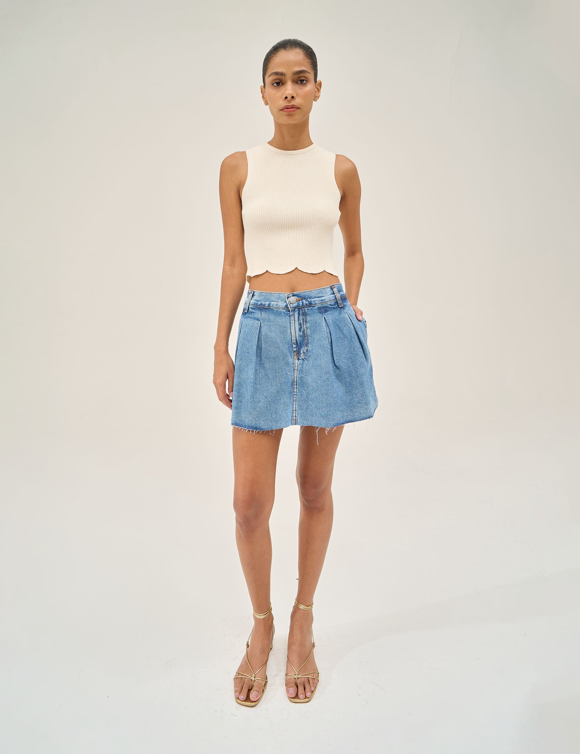 Saia Michelle Jeans Médio