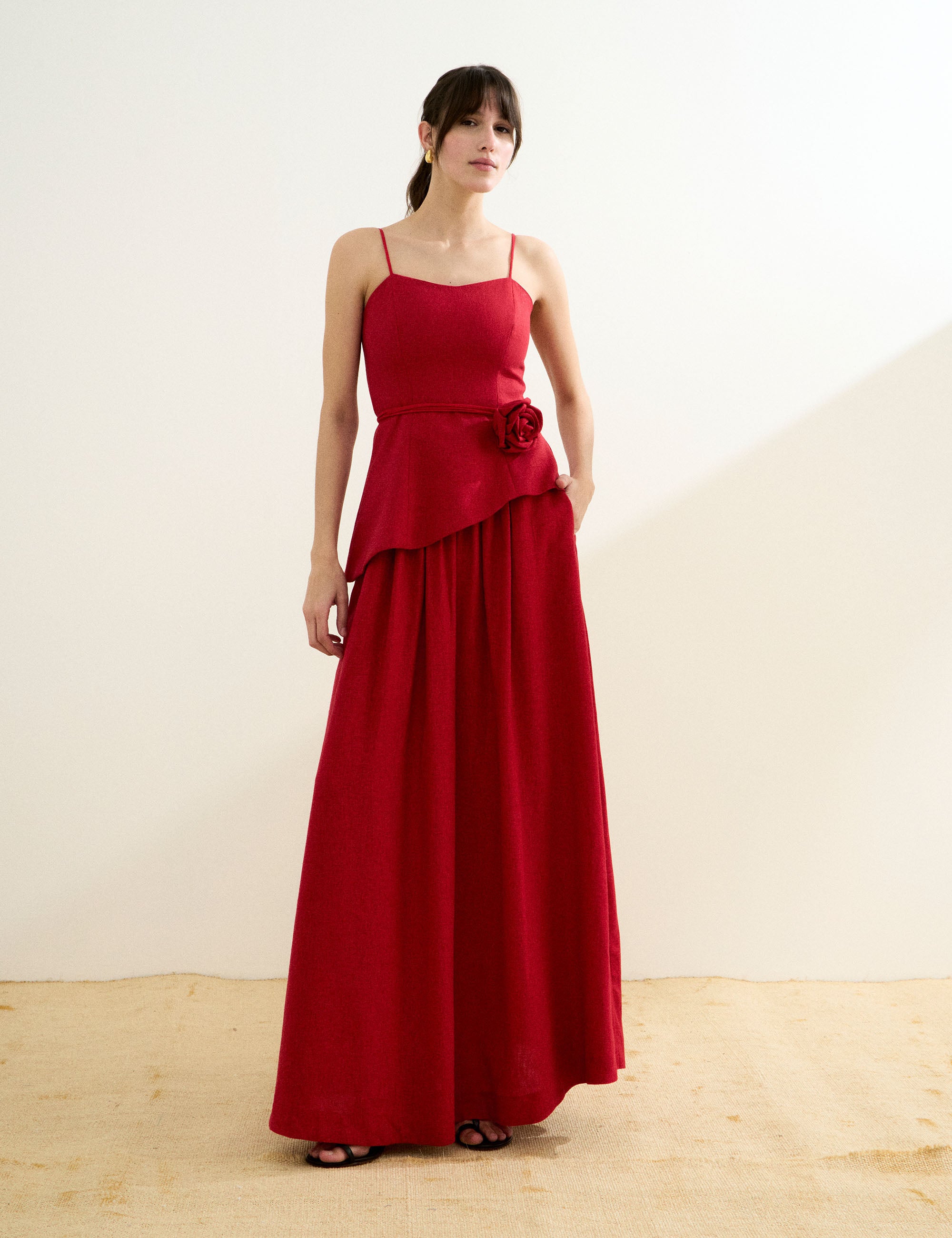 Saia Natalia Linho Vermelho