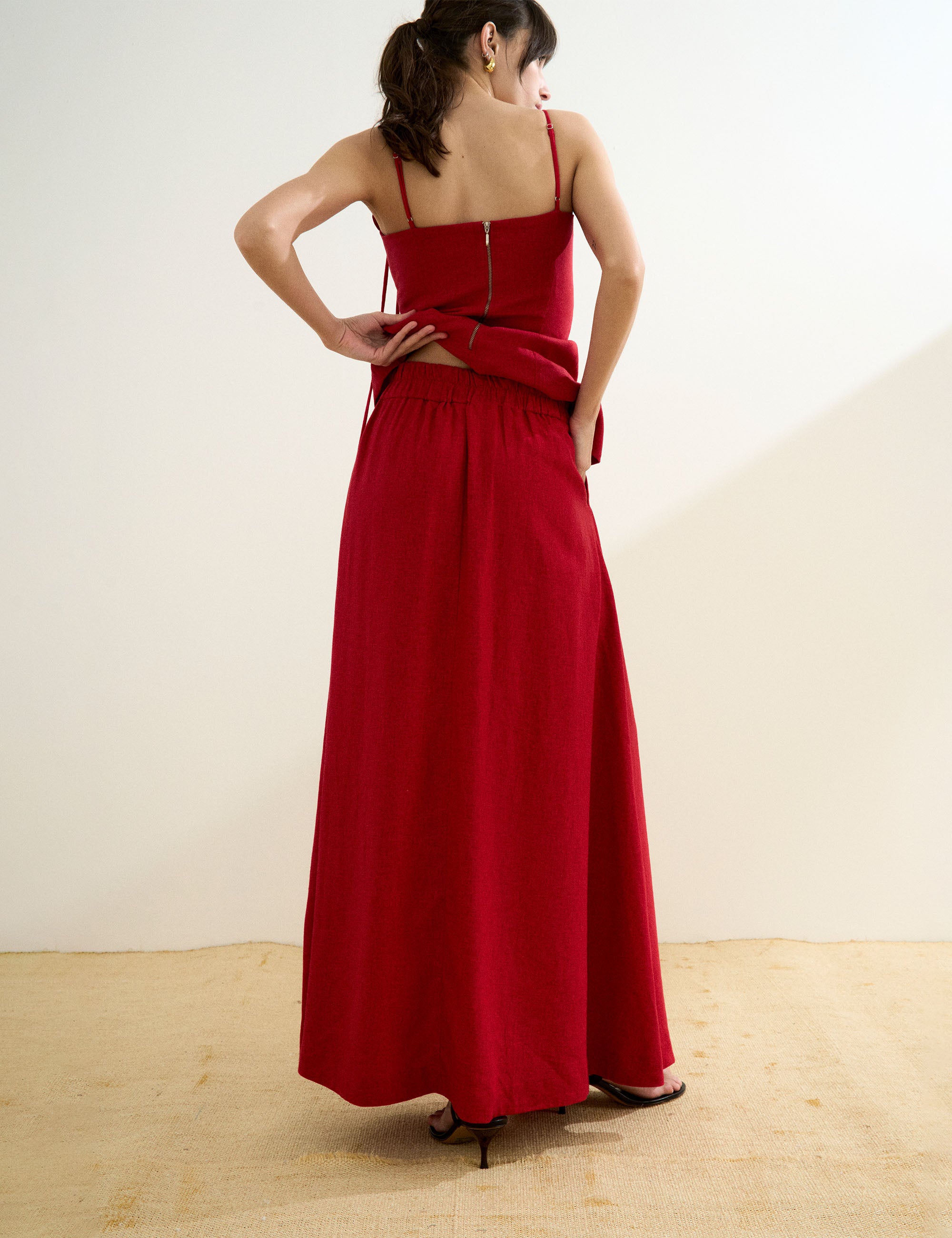 Saia Natalia Linho Vermelho