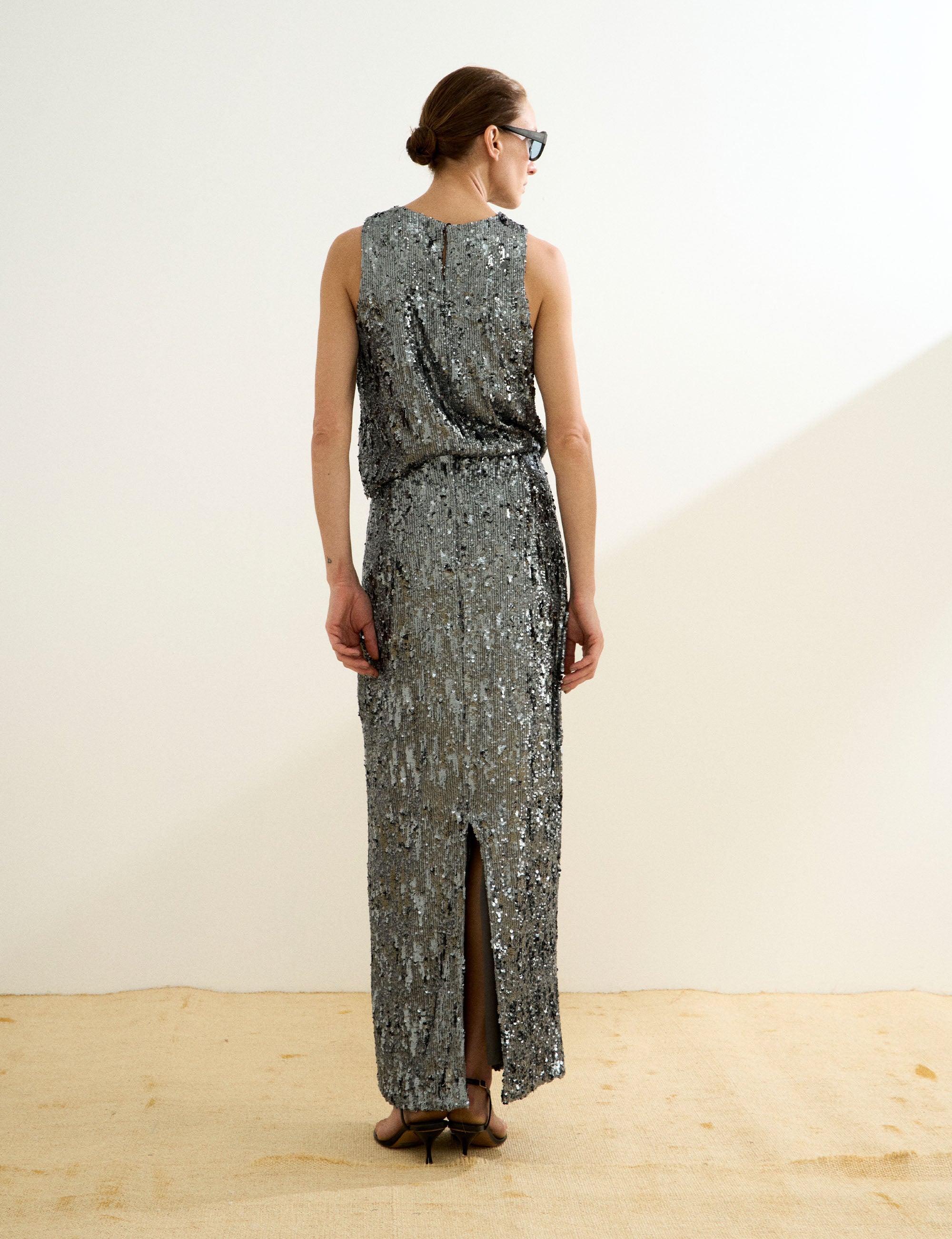 Saia Paradiso Paetê Grafite