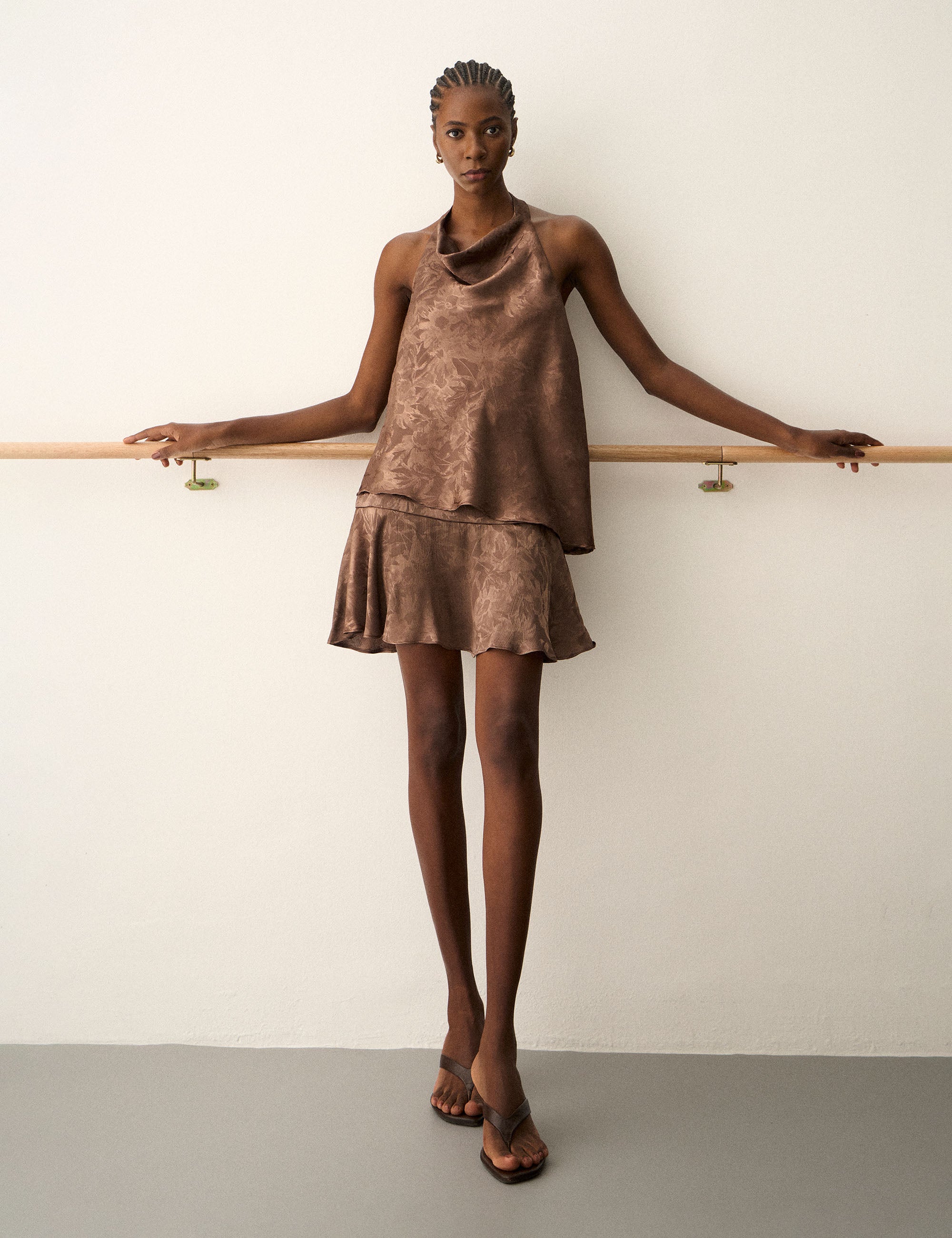 Saia Pietra Jacquard Marrom