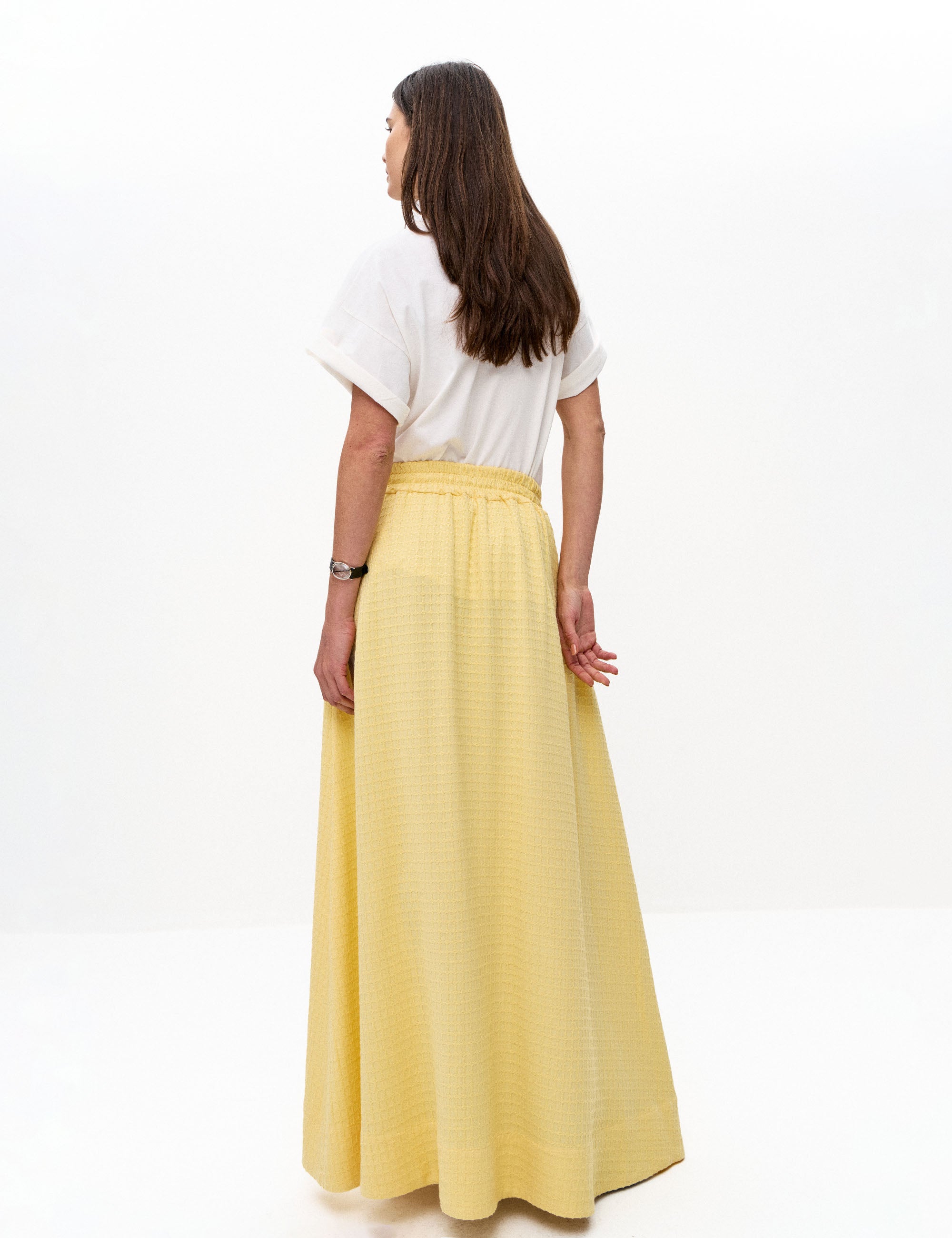 Saia Sofia Viscolinho Amarelo