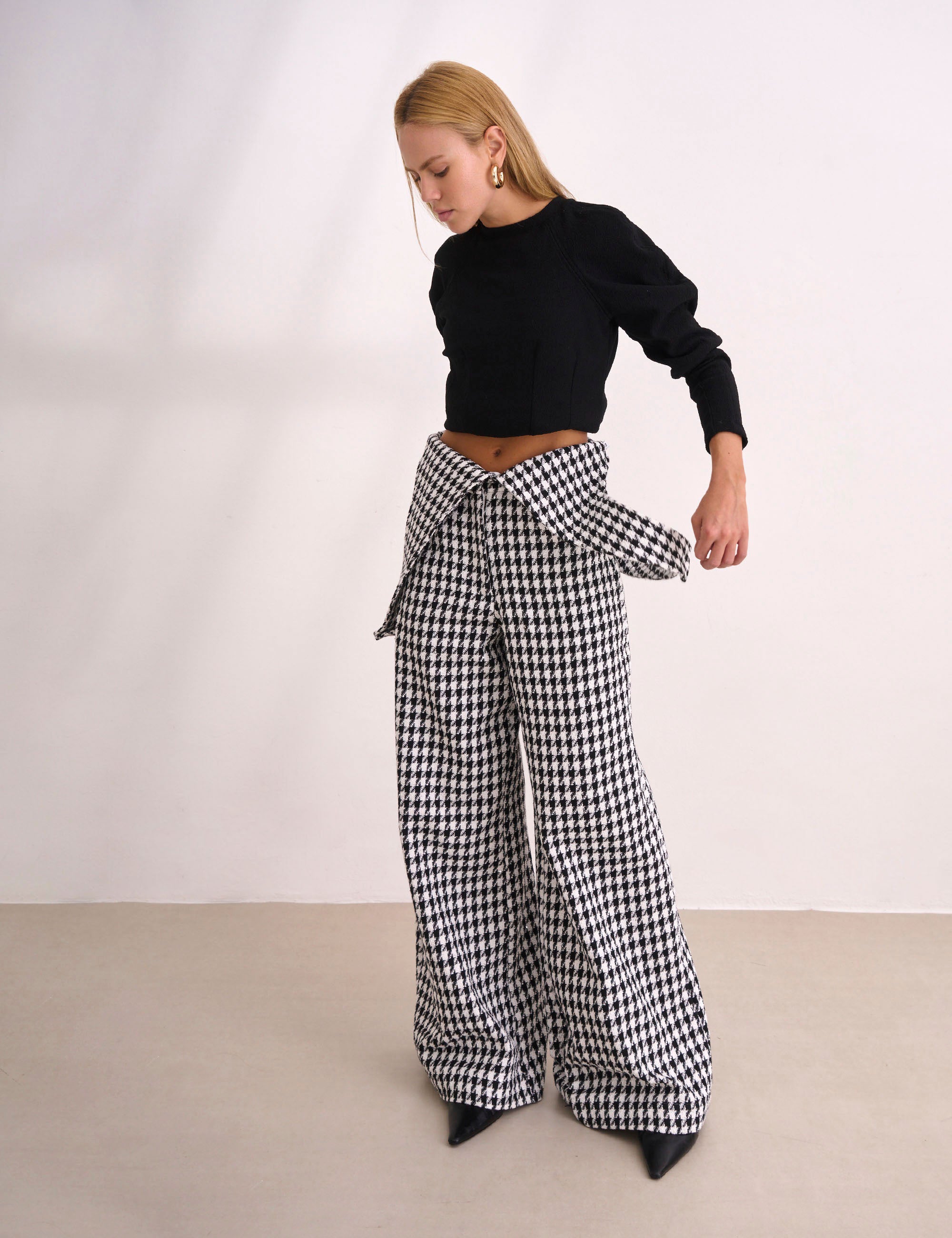 Salopete Elle Tweed Preto