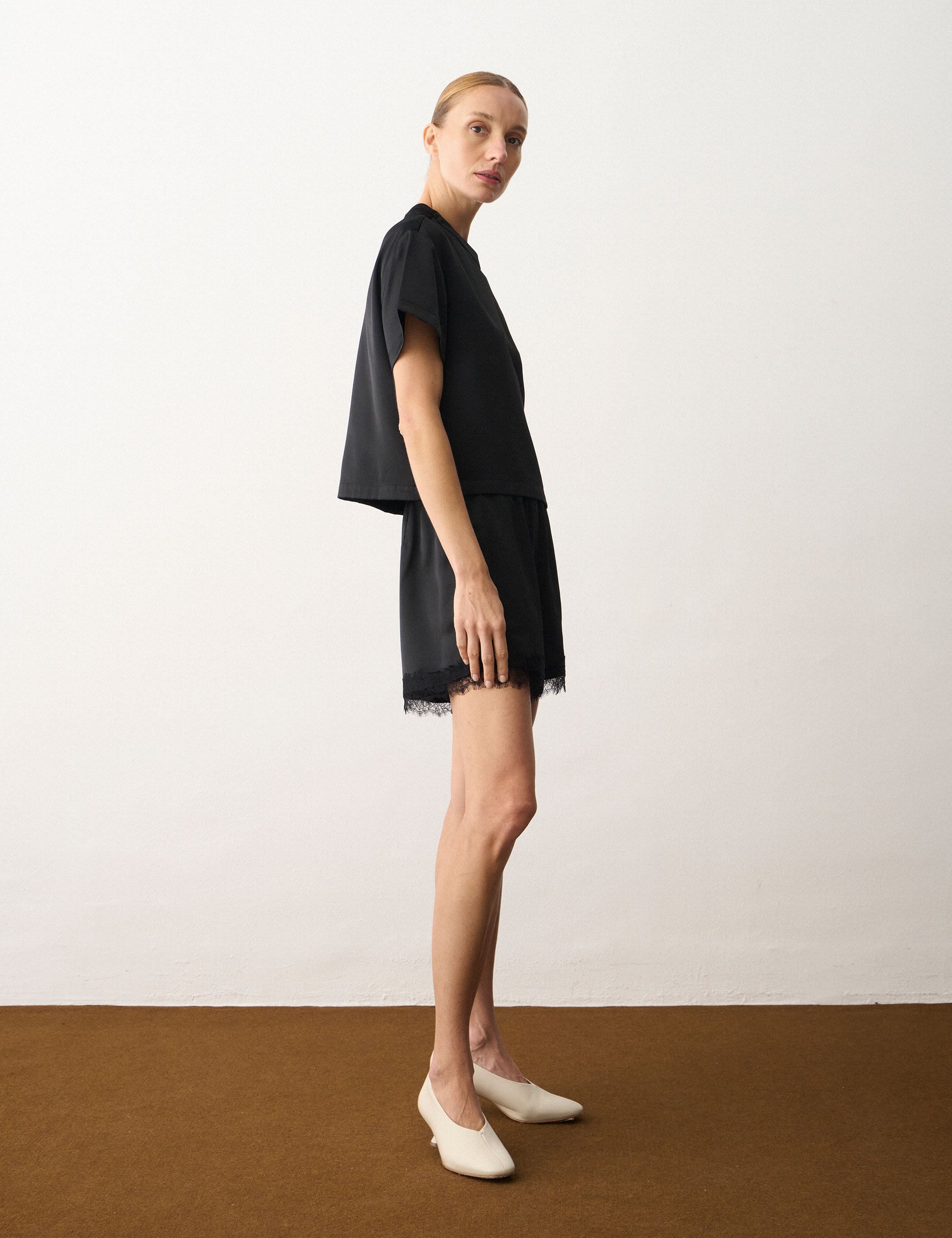 Shorts Lingerie Acetinado Preto