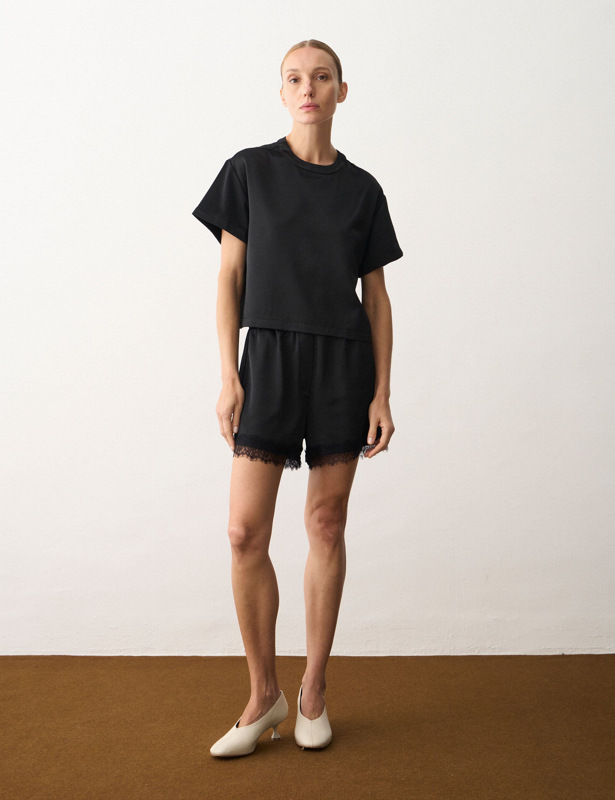 Shorts Lingerie Acetinado Preto