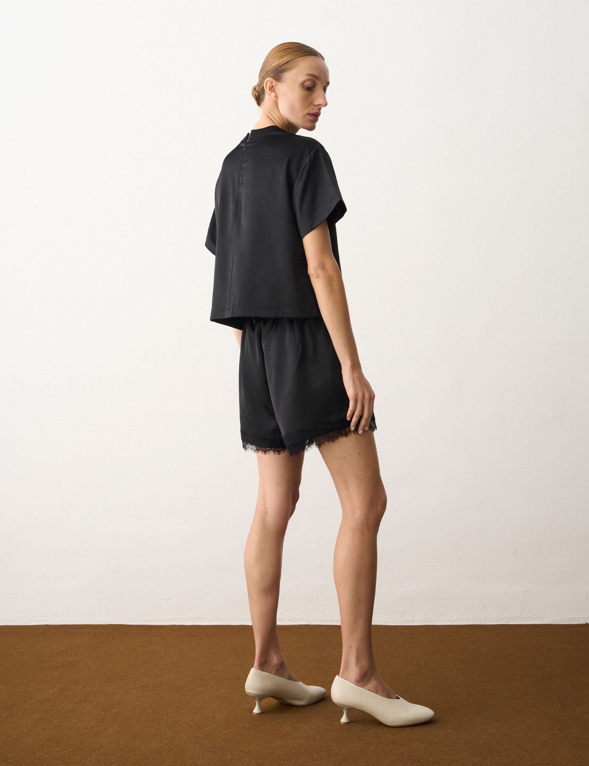 Shorts Lingerie Acetinado Preto