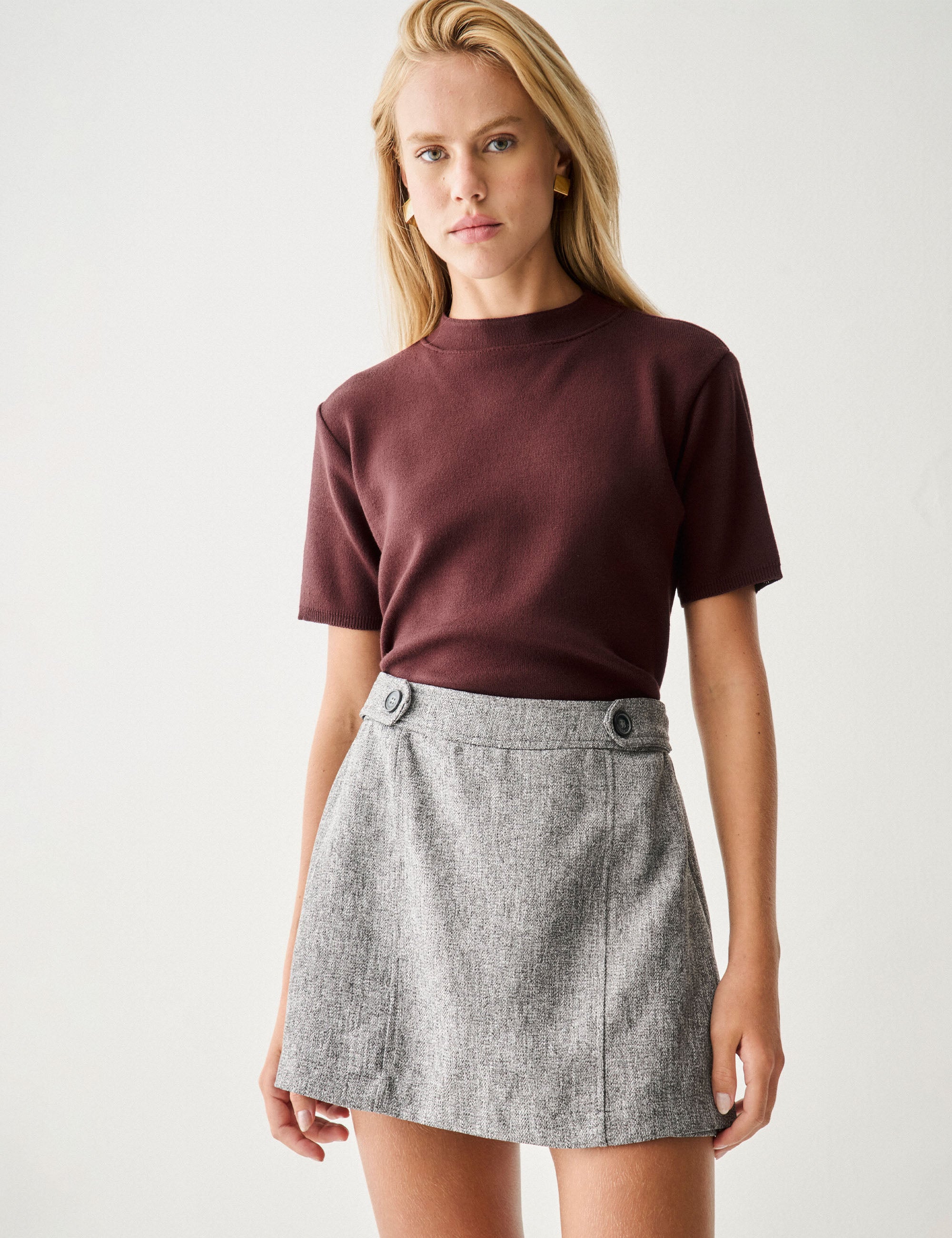 Shorts Saia Saskia Alfaiataria Flamê Cinza