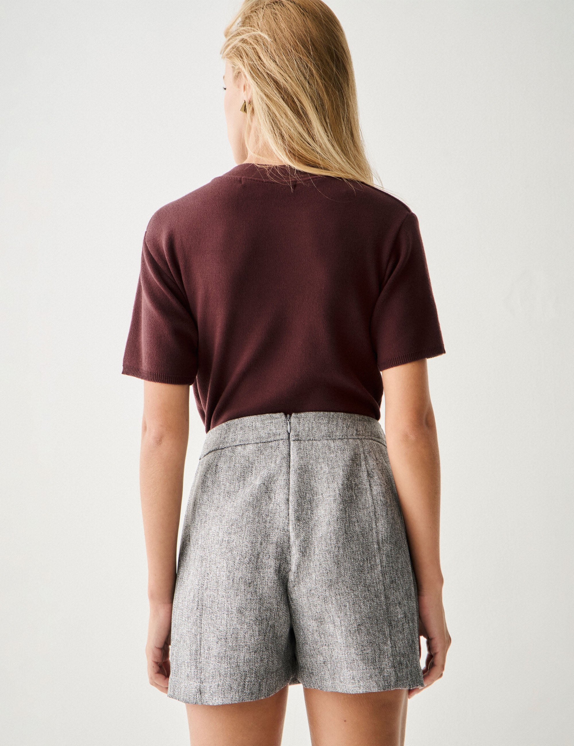 Shorts Saia Saskia Alfaiataria Flamê Cinza