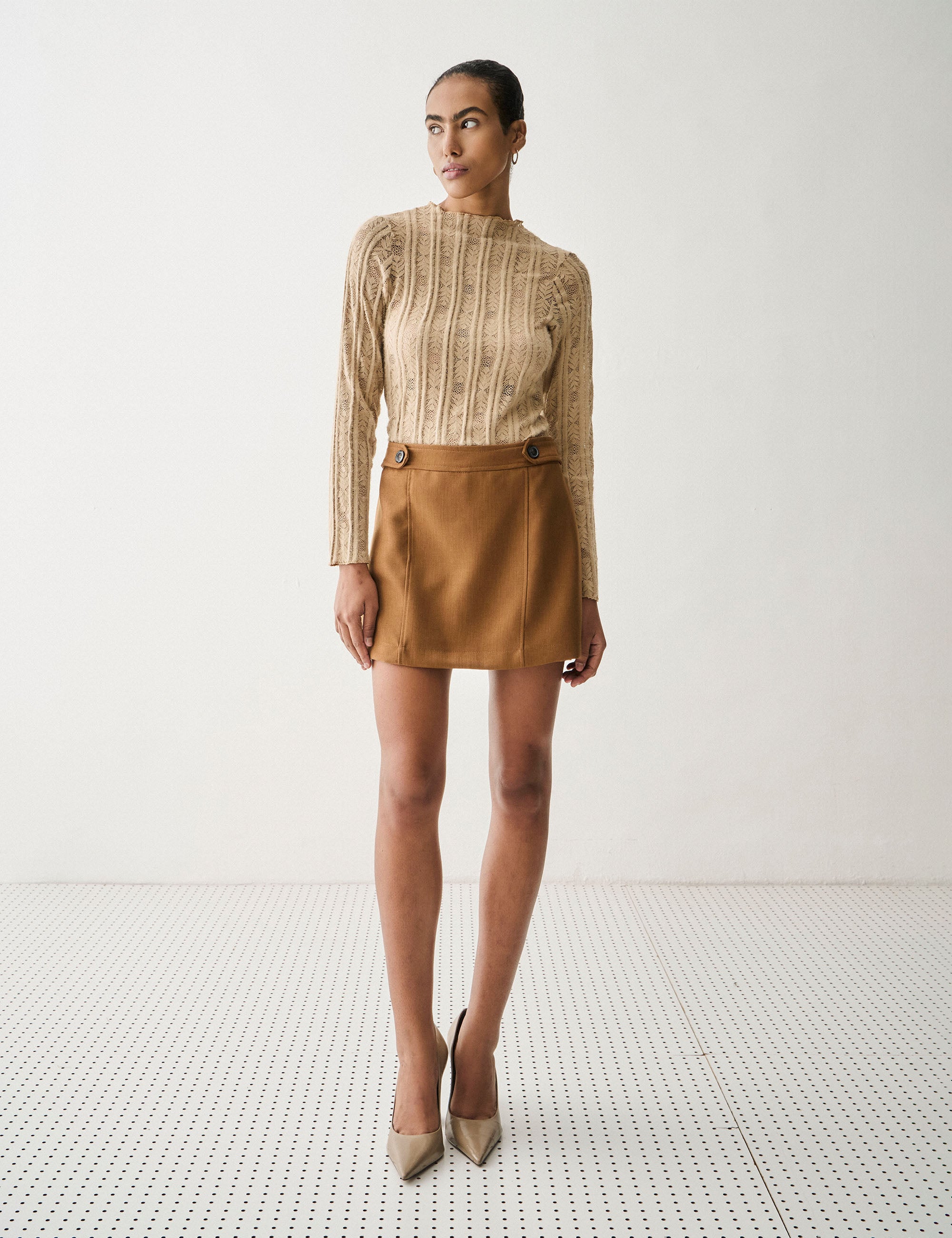 Shorts Saia Saskia Alfaiataria Mocha
