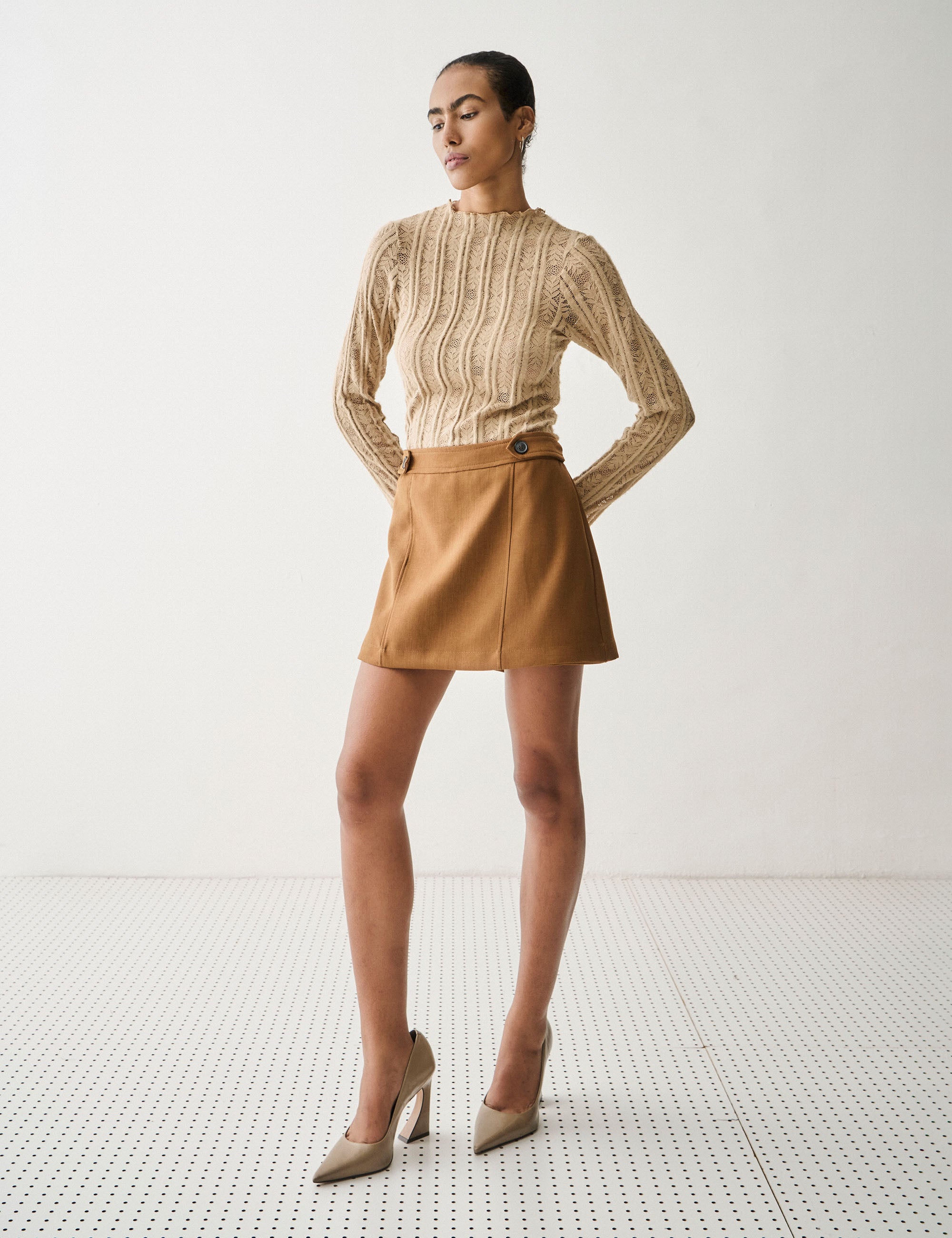Shorts Saia Saskia Alfaiataria Mocha