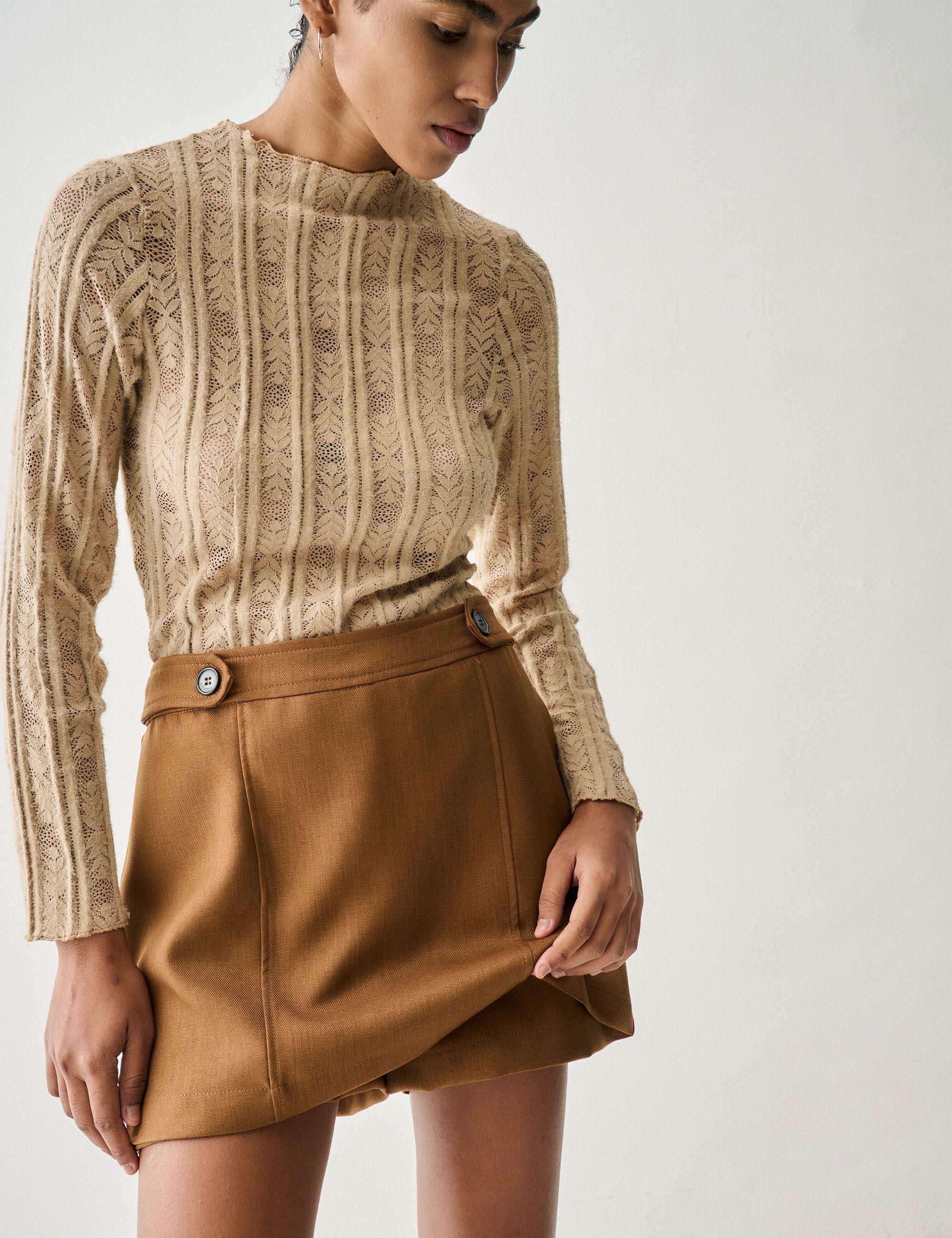 Shorts Saia Saskia Alfaiataria Mocha