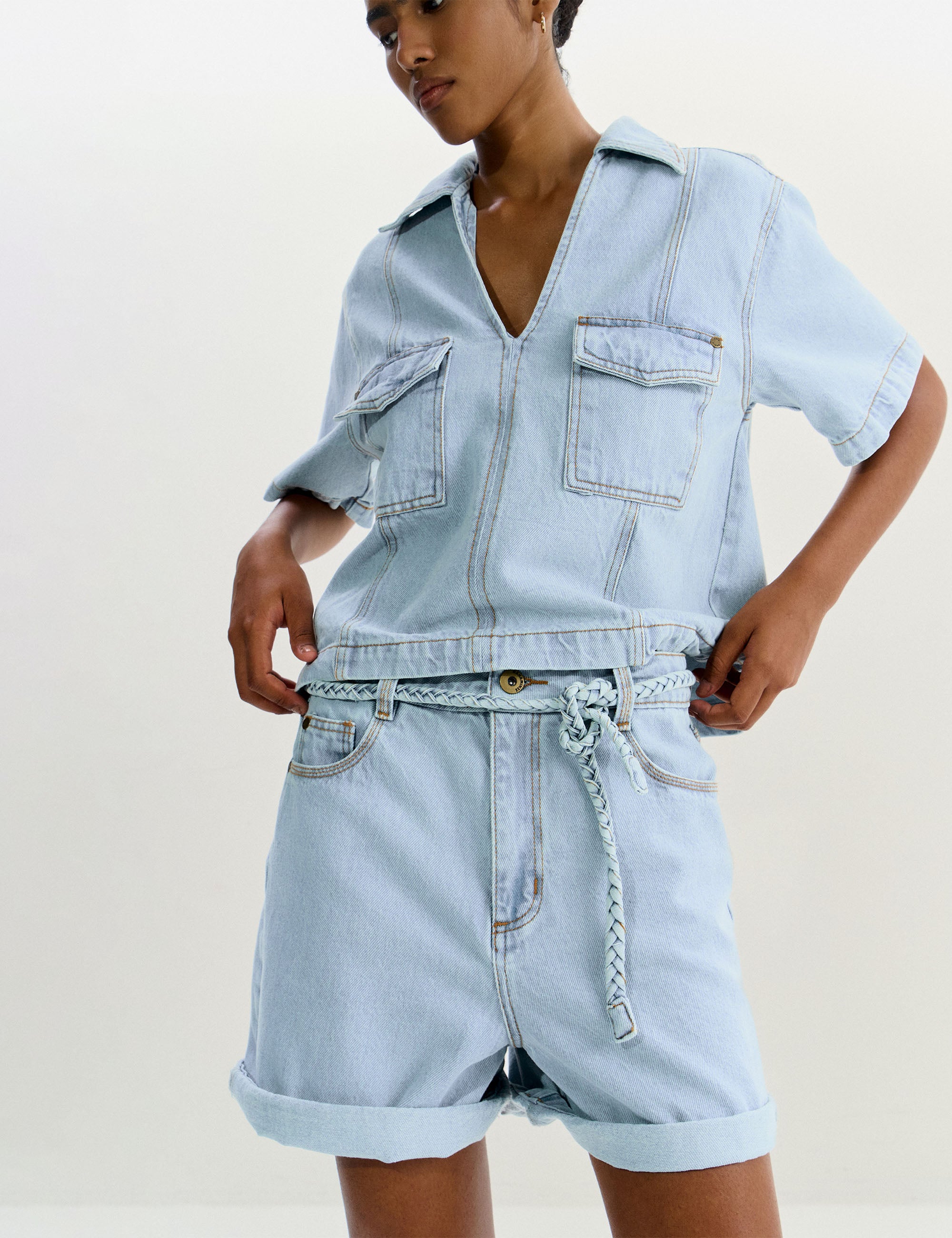 Shorts Thaissa Denim Jeans Claro