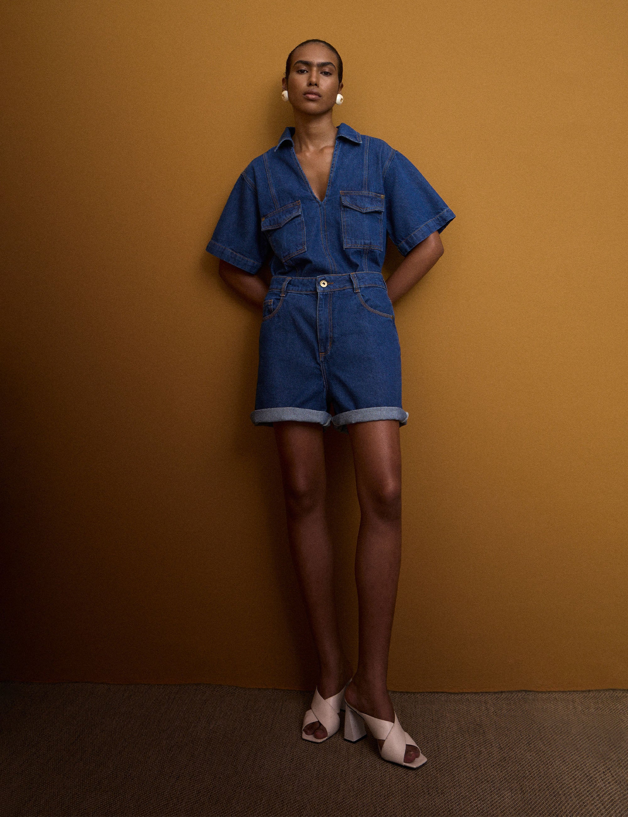 Shorts Thaissa Denim Jeans Médio