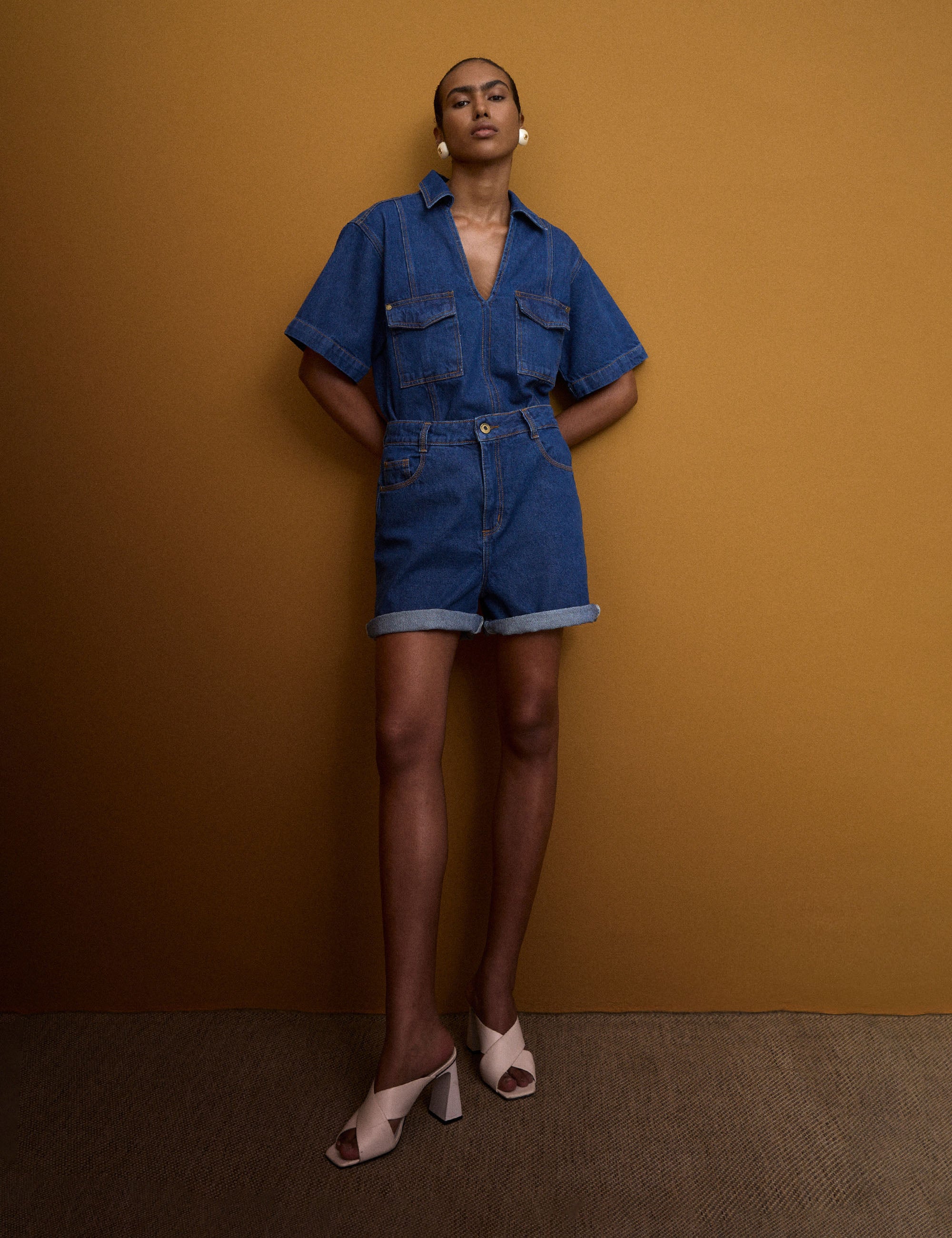 Shorts Thaissa Denim Jeans Médio