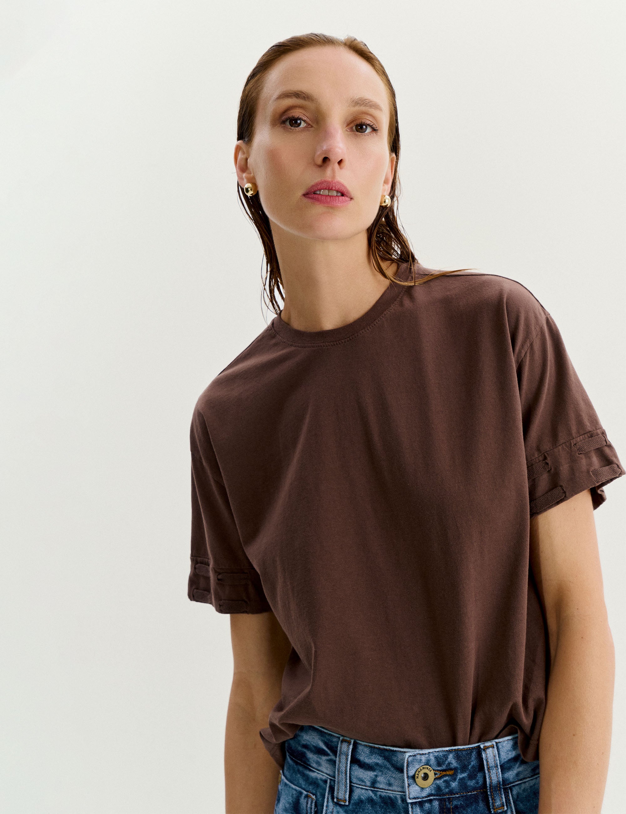 T-shirt Agatha Algodão Marrom