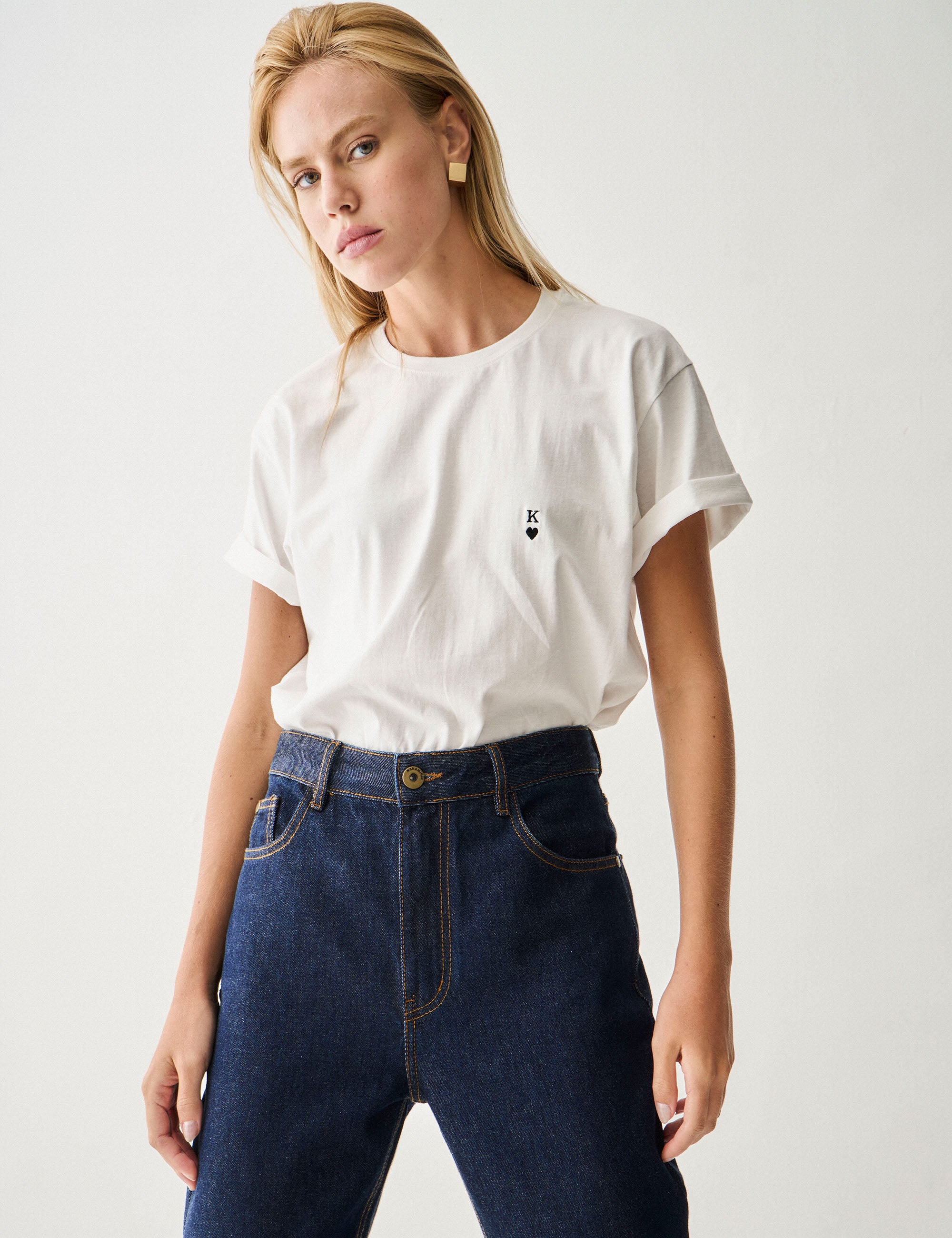 T-shirt Lucky Algodão Off White/Preto