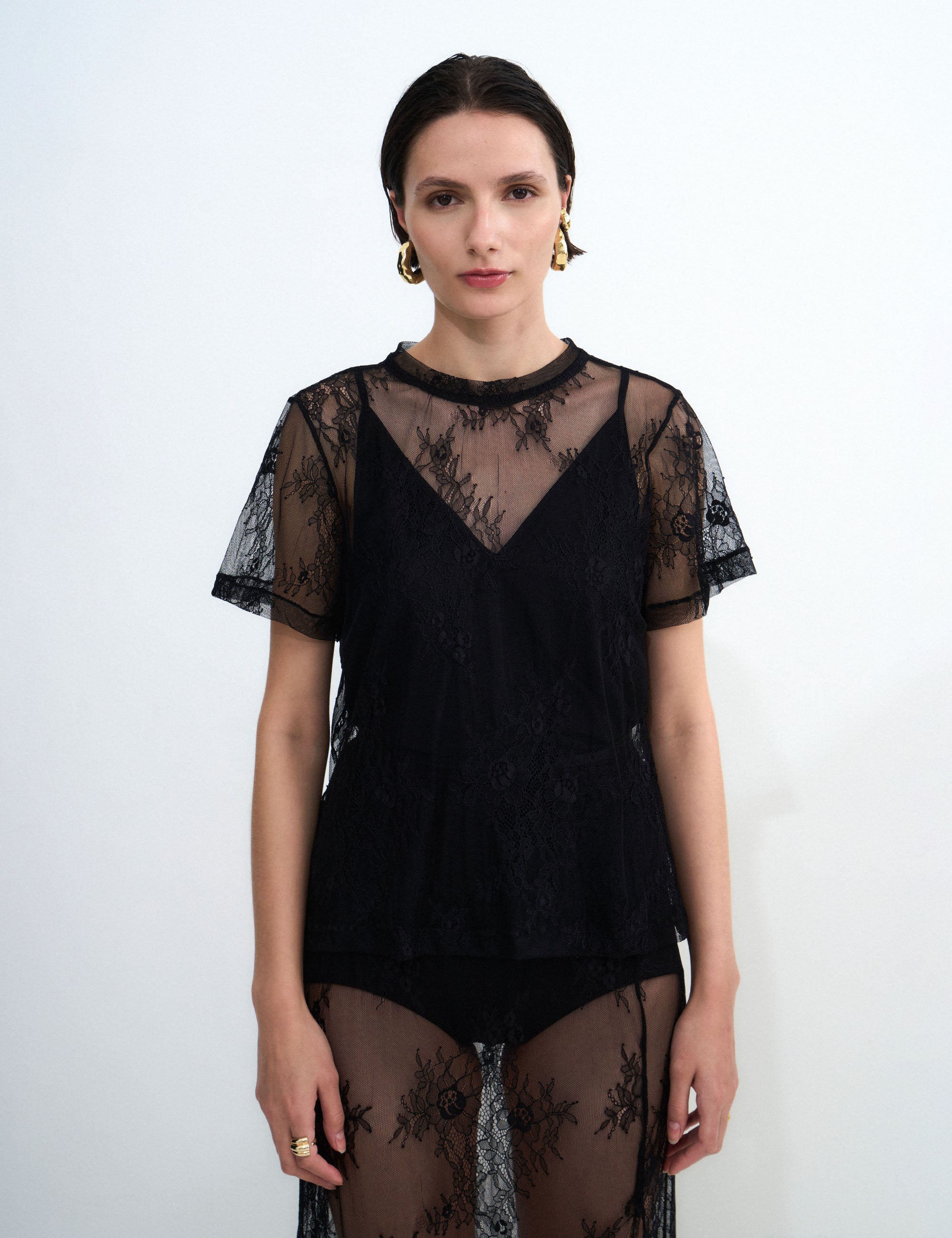 T-shirt Provence Renda Preto