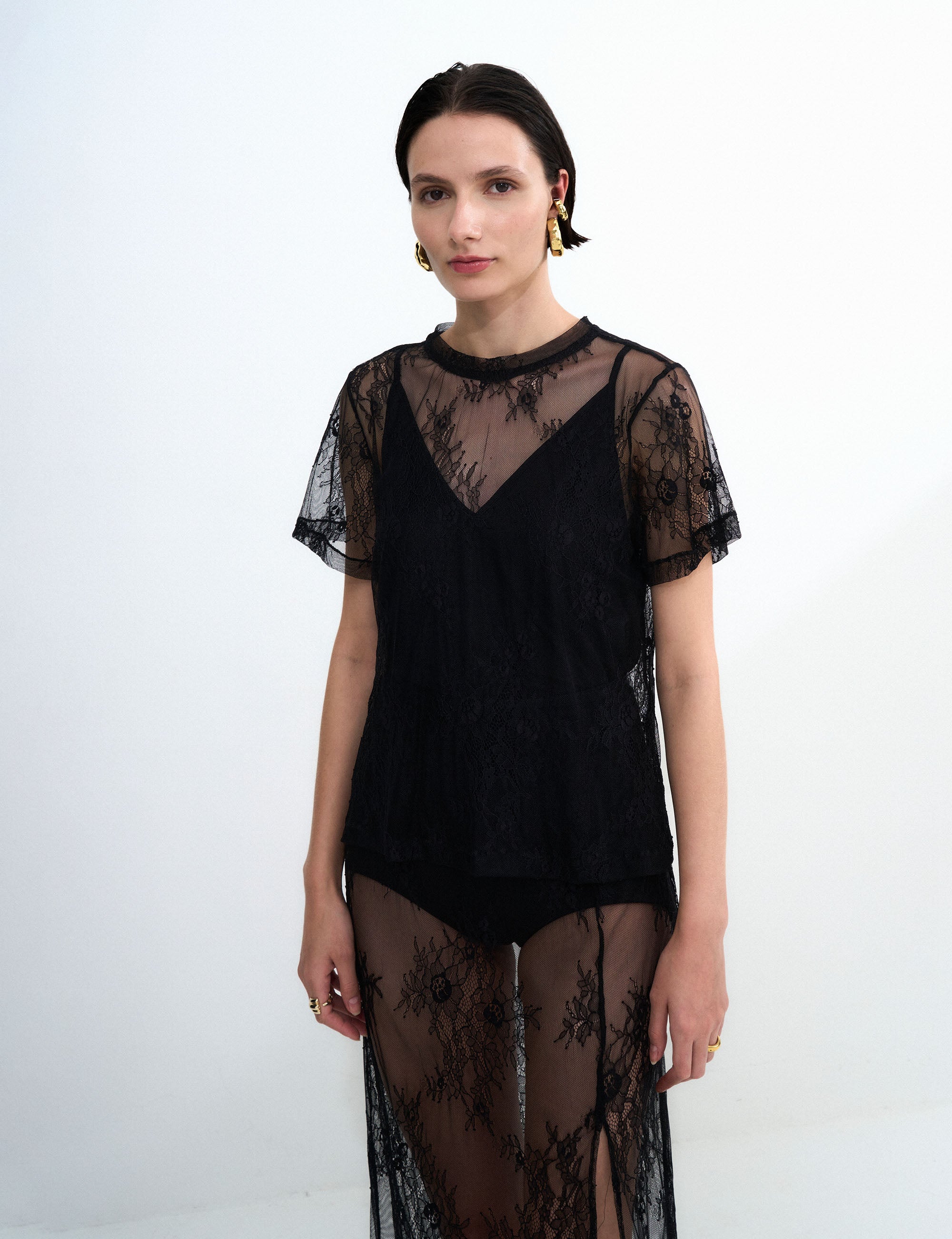 T-shirt Provence Renda Preto