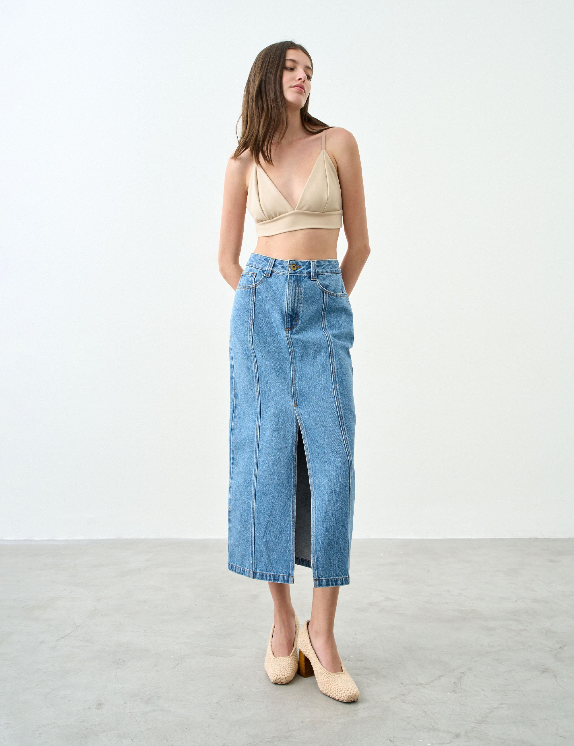 Top Celina Malha Bege