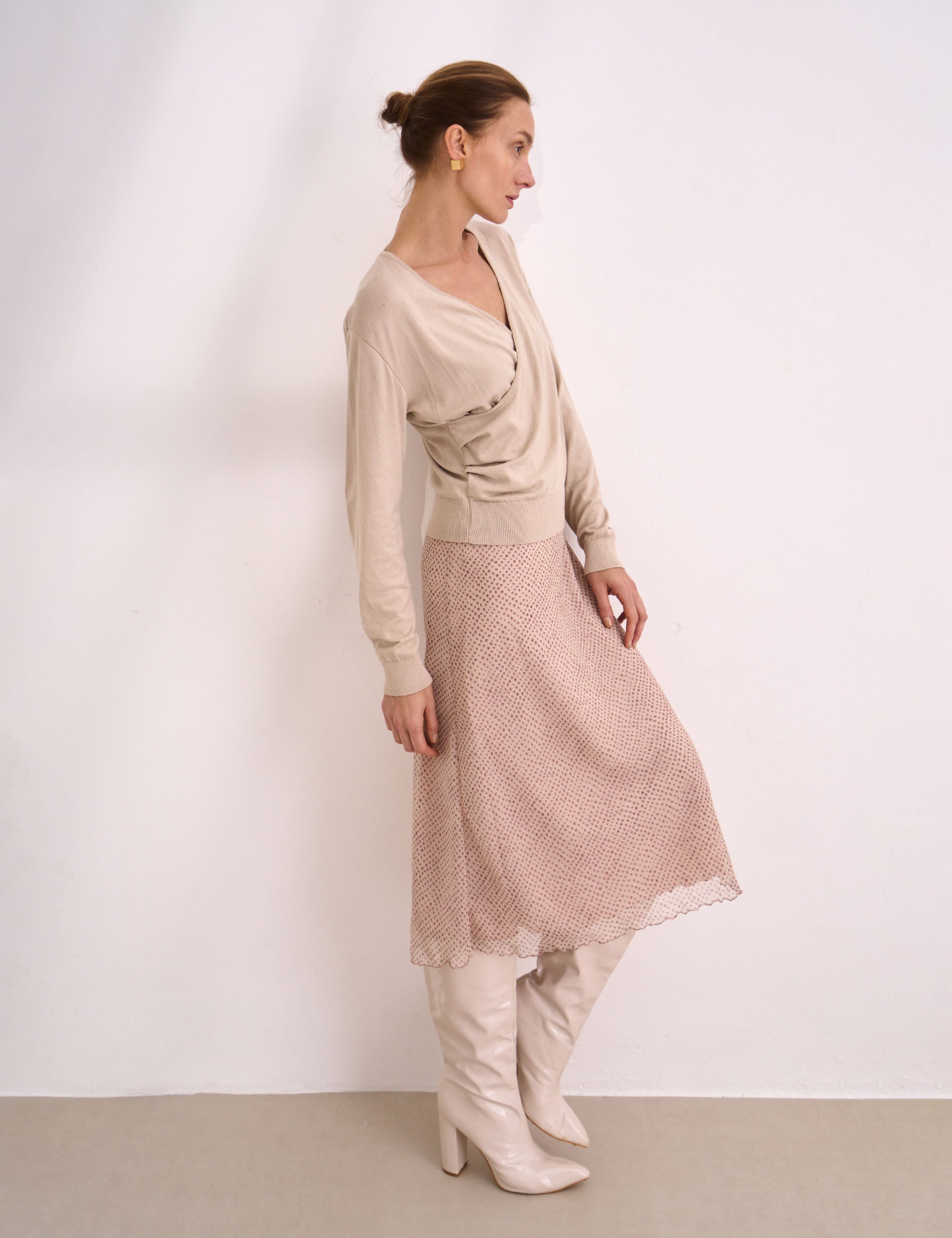 Tricot Beatriz Transpassado Bege
