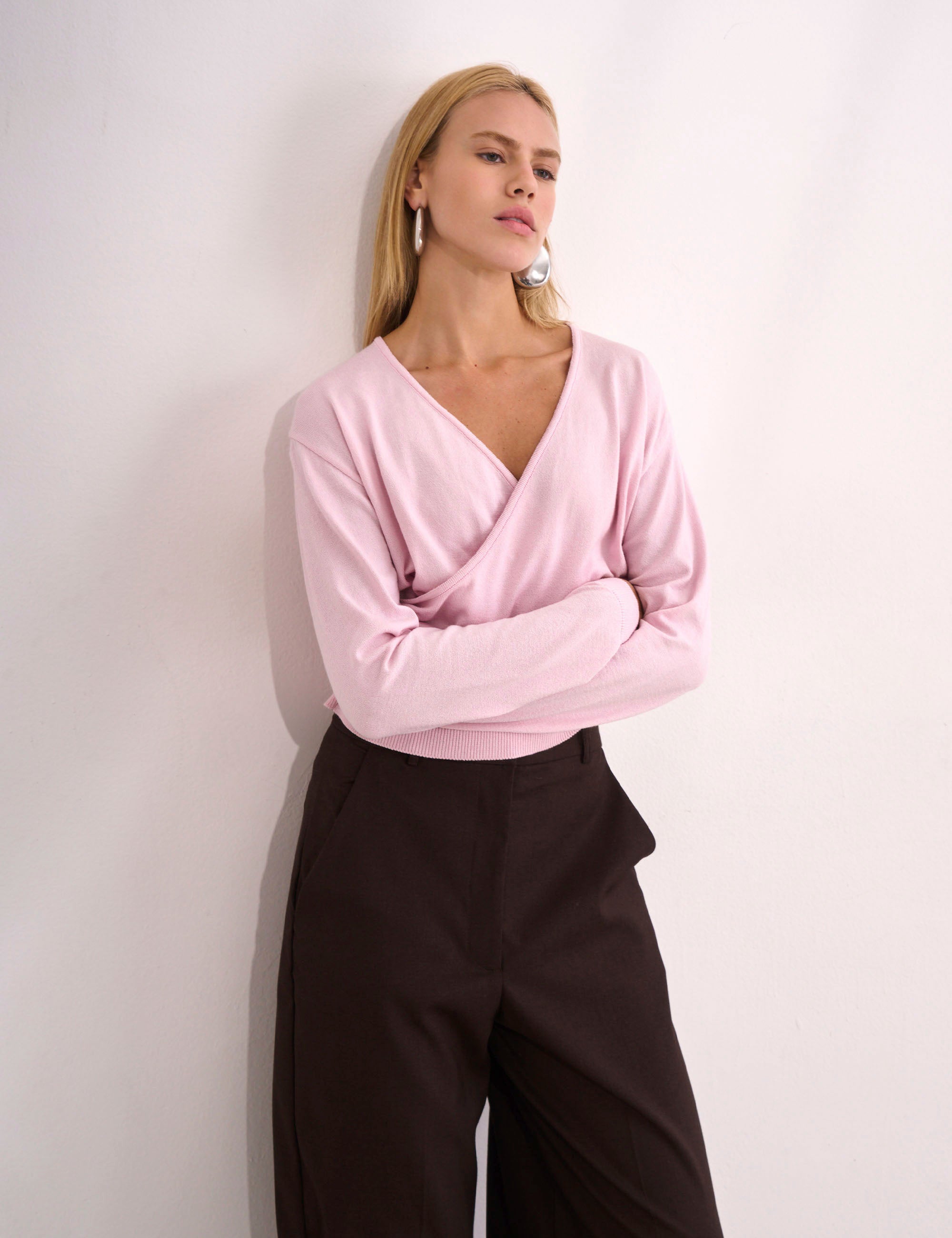 Tricot Beatriz Transpassado Rosa