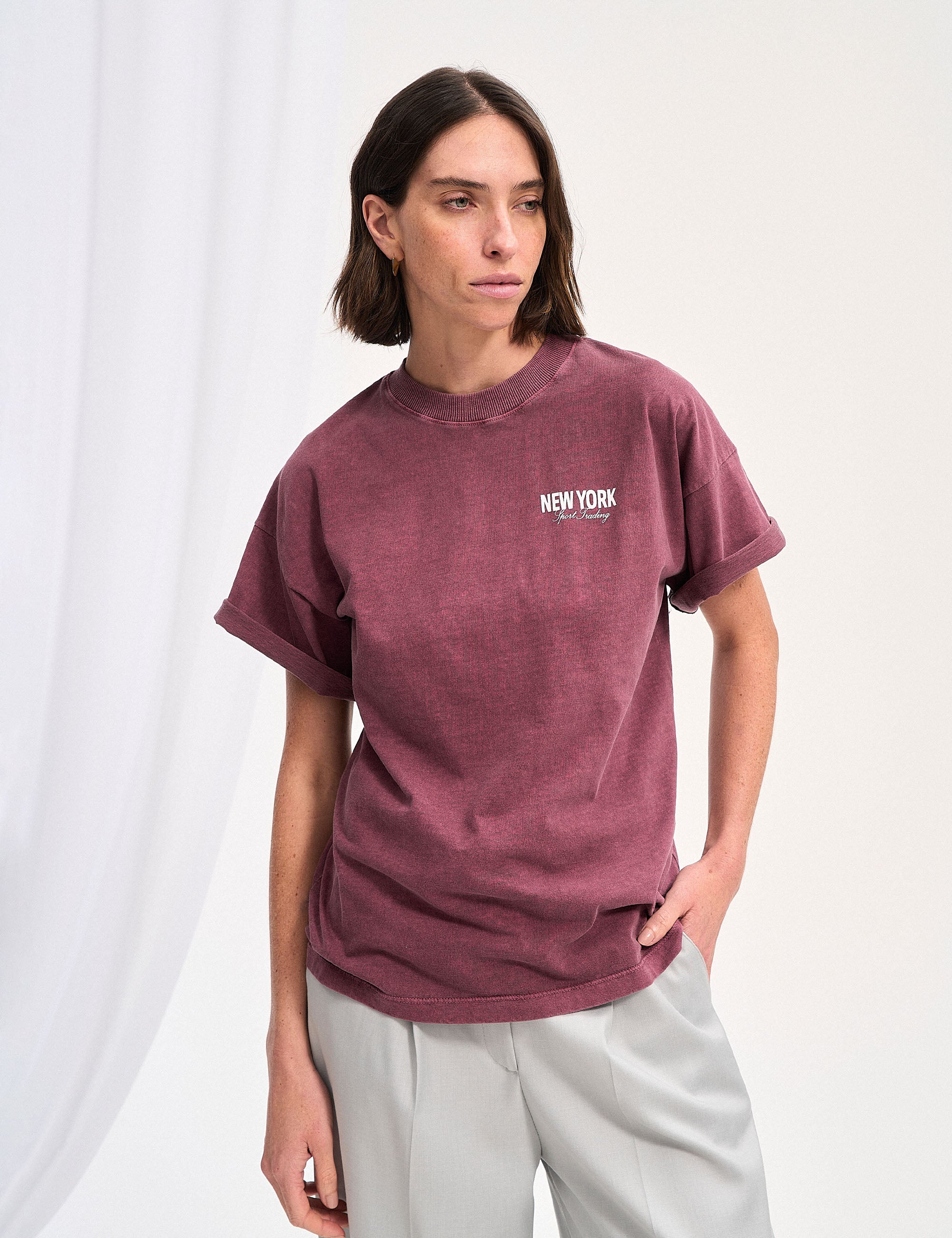 T-shirt New York Bordeaux/Branco