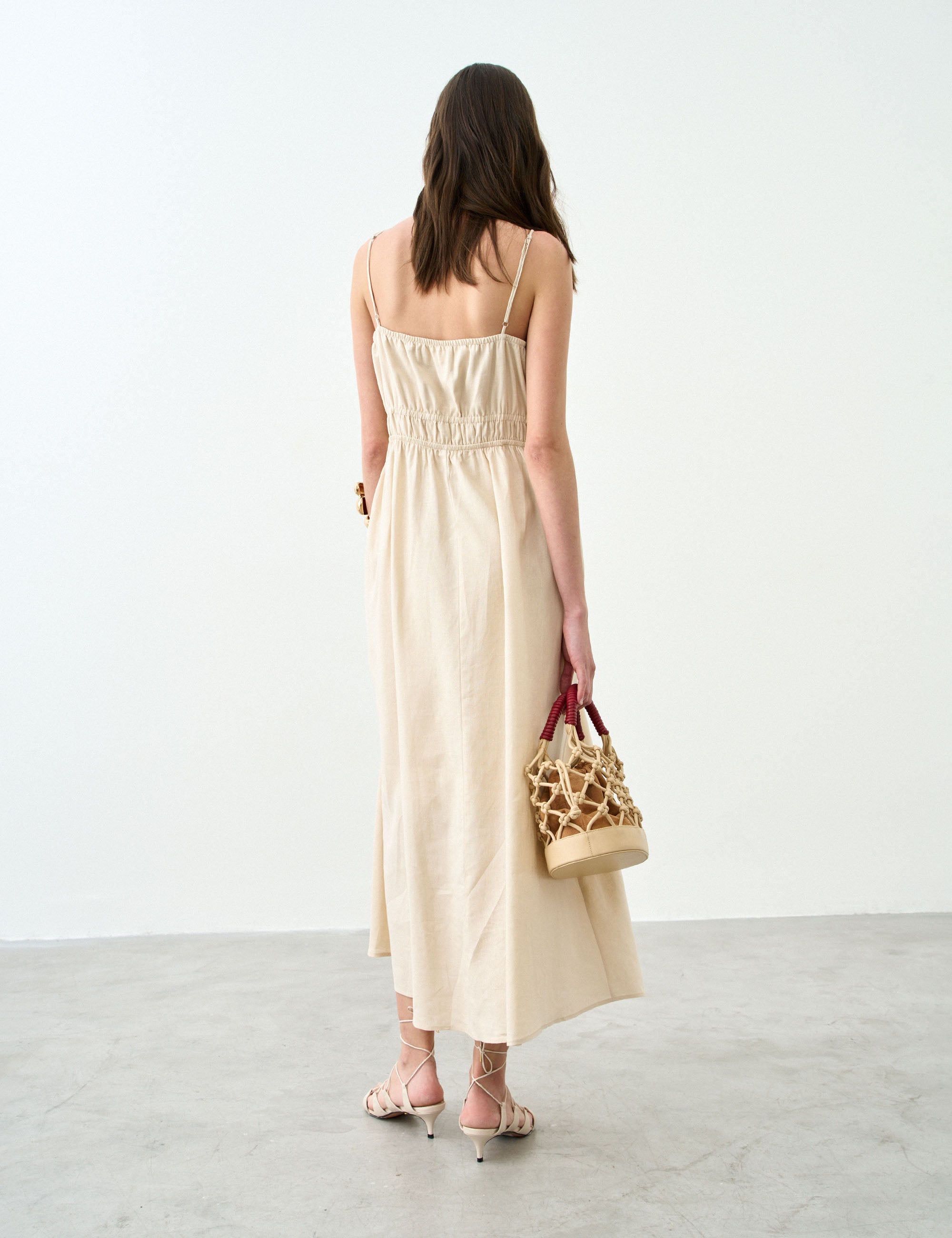 Vestido Adele Viscolinho Bege