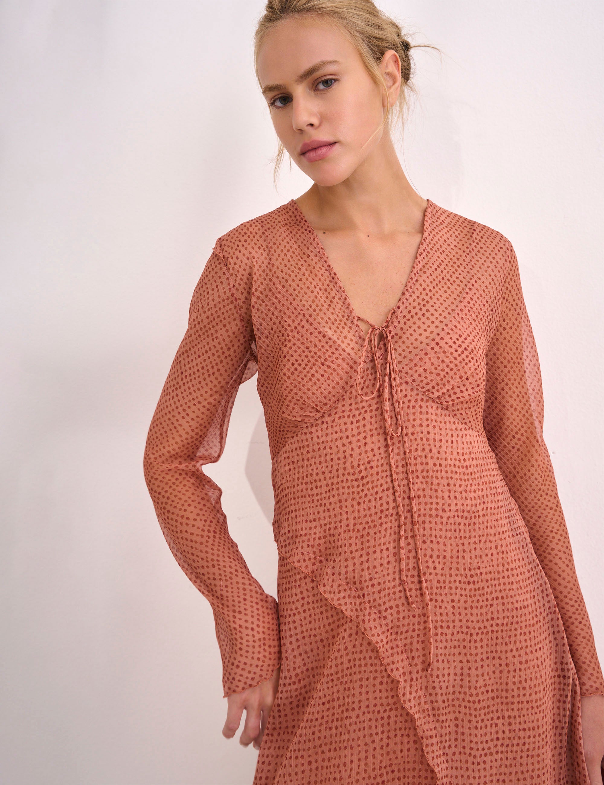 Vestido Aline Chiffon Pessego