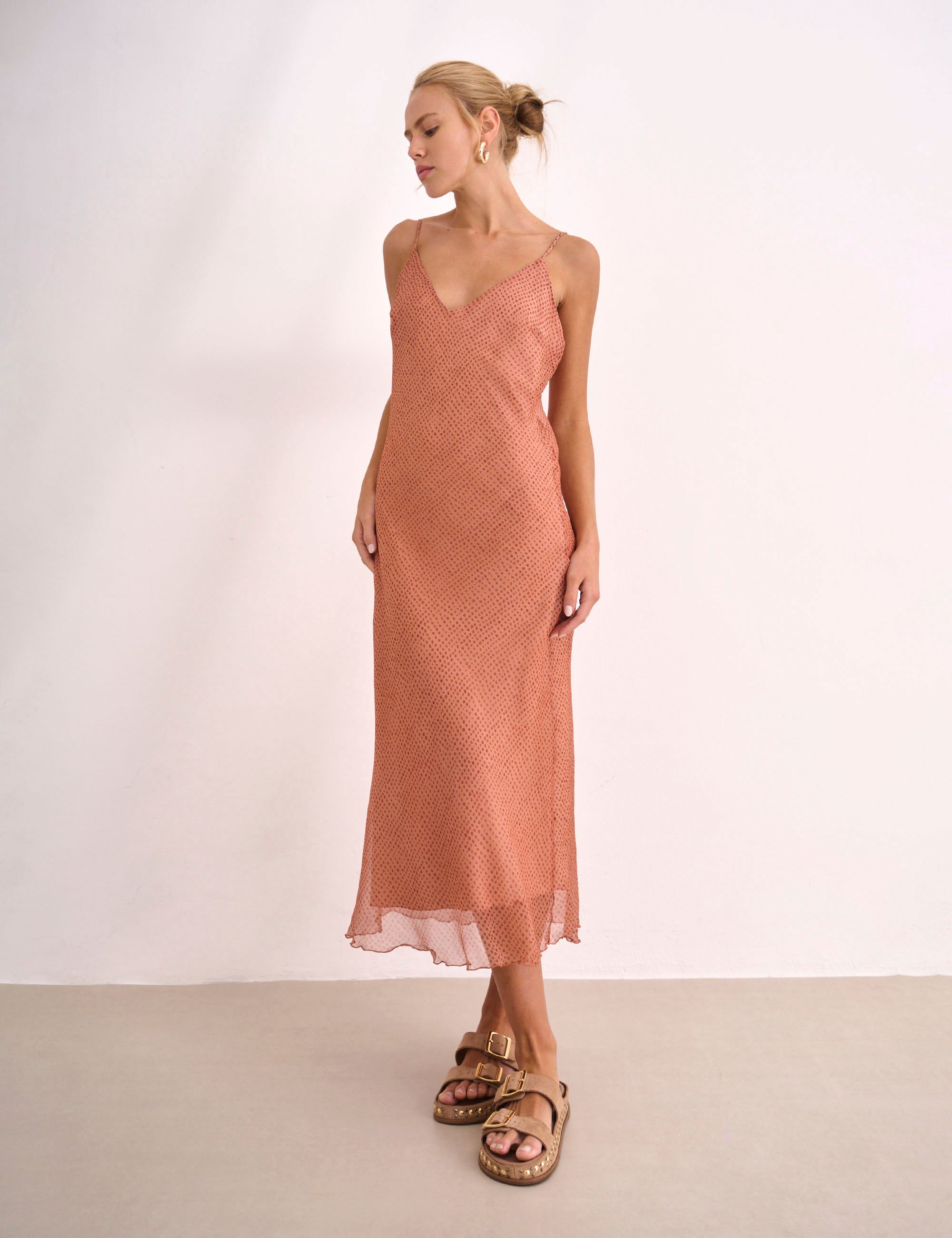 Vestido Aline Chiffon Pessego