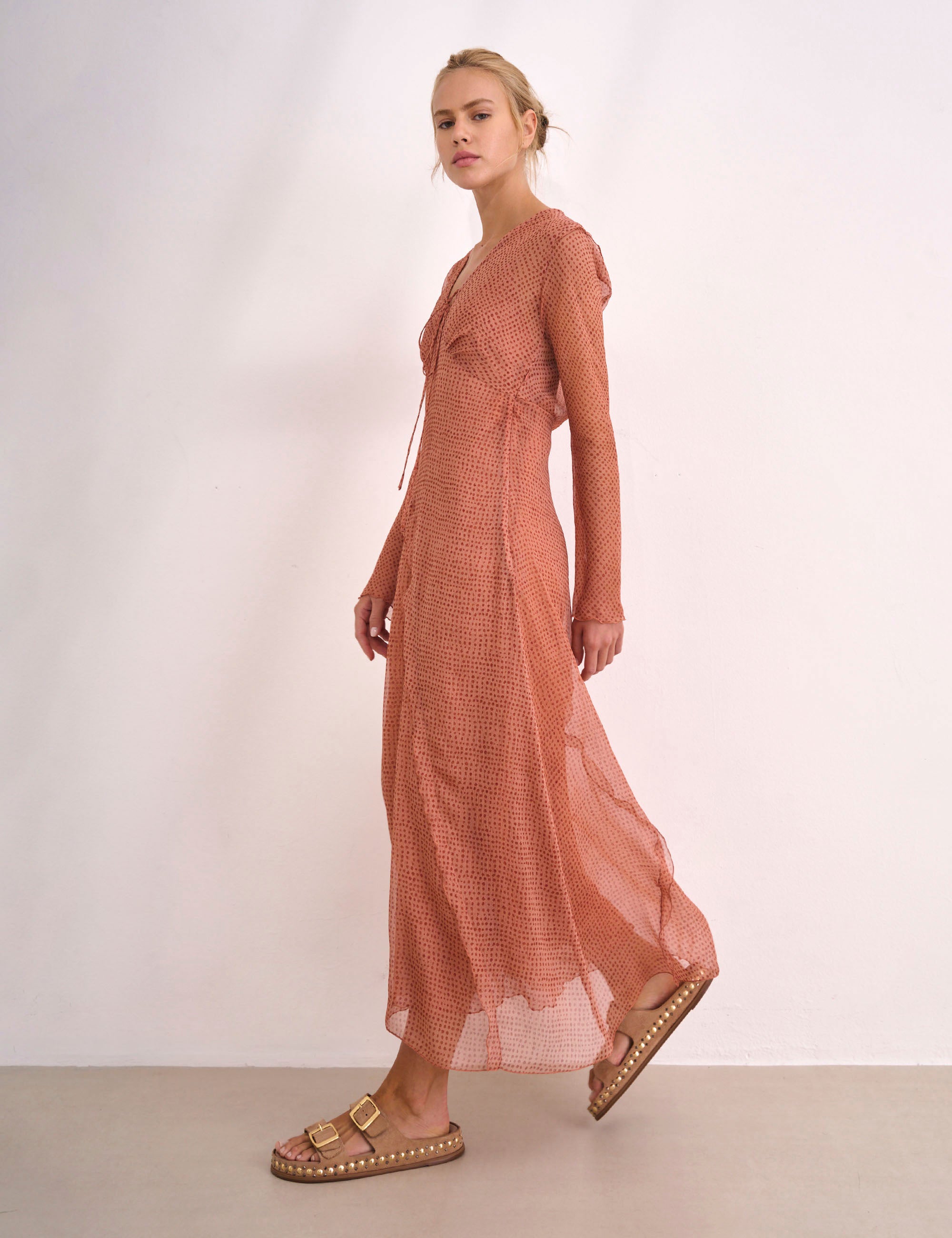 Vestido Aline Chiffon Pessego
