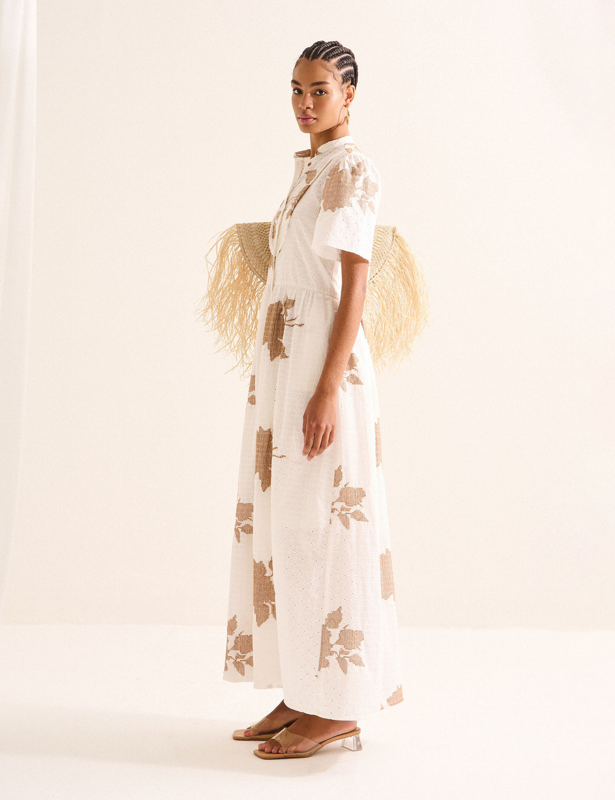 Vestido Alinhavo Bordado Off White