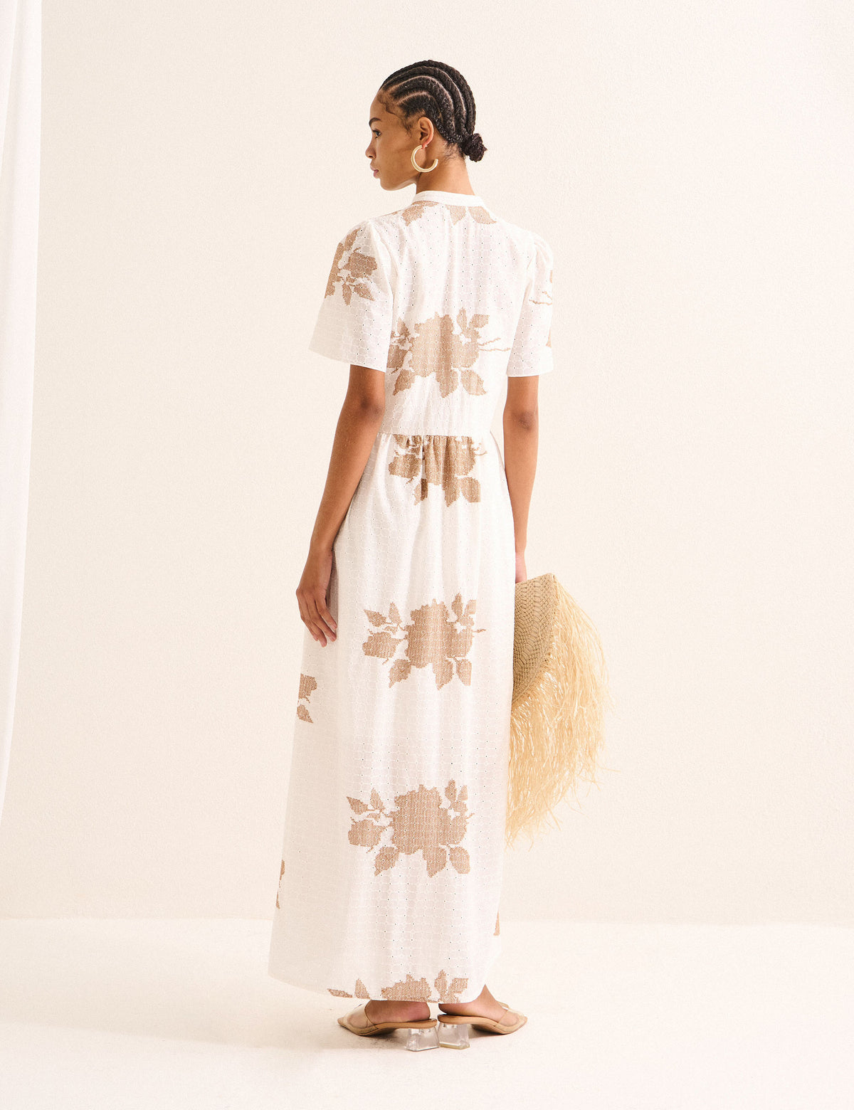 Vestido Alinhavo Bordado Off White