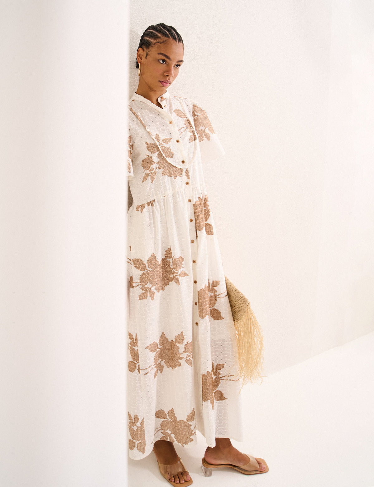 Vestido Alinhavo Bordado Off White