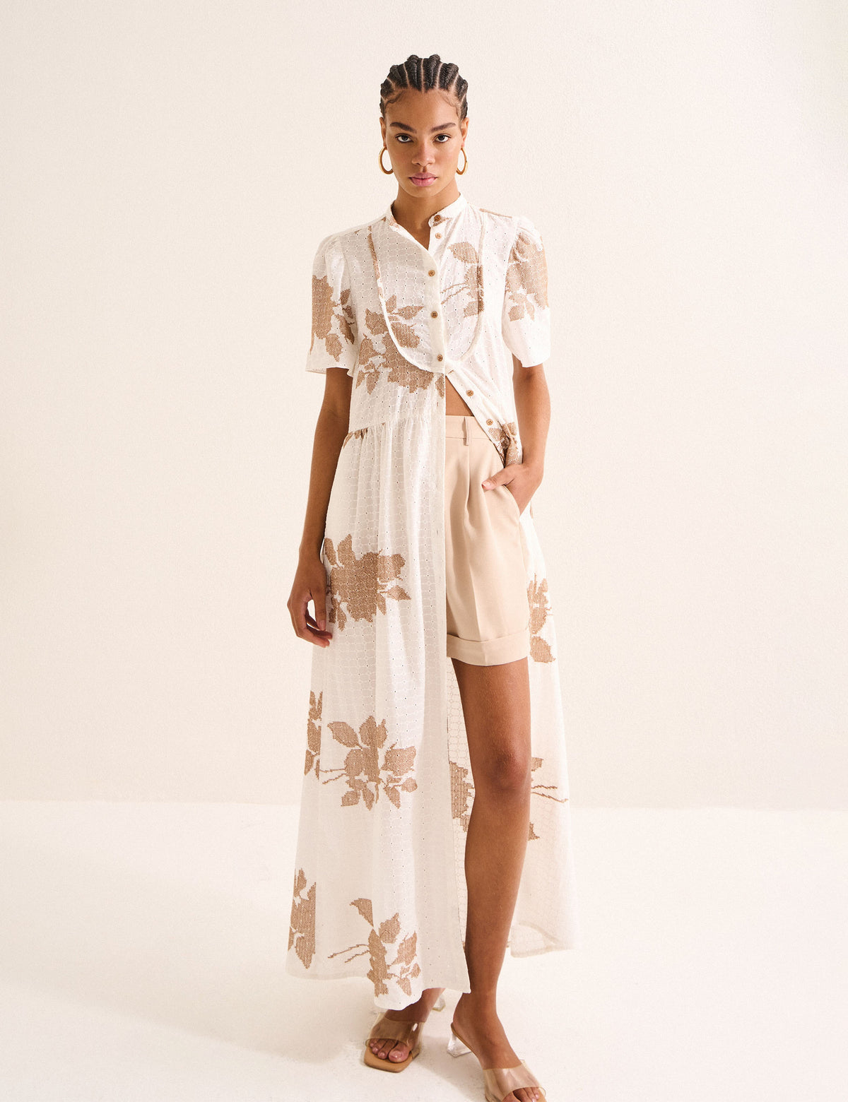 Vestido Alinhavo Bordado Off White