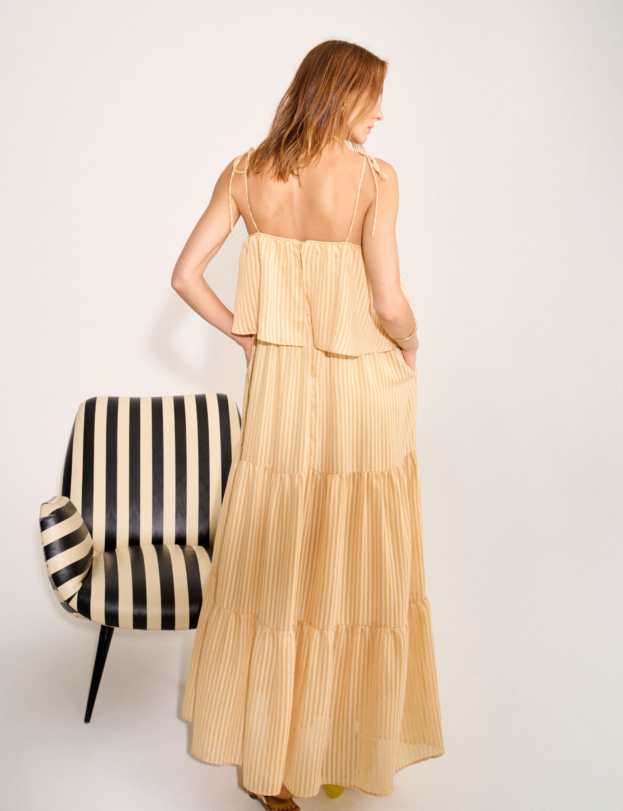Vestido Bianca Listra Amarelo