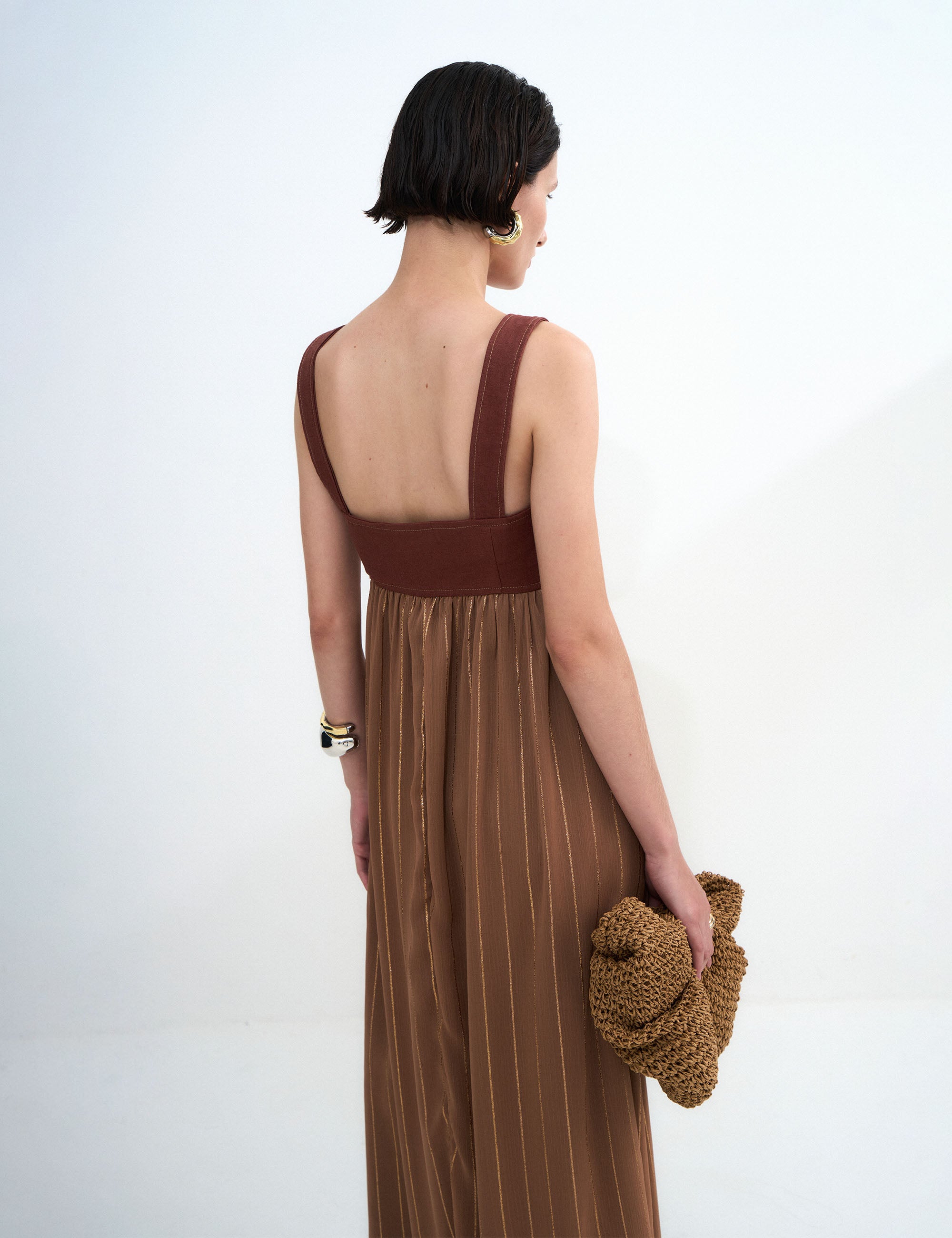 Vestido Celina Chiffon Marrom