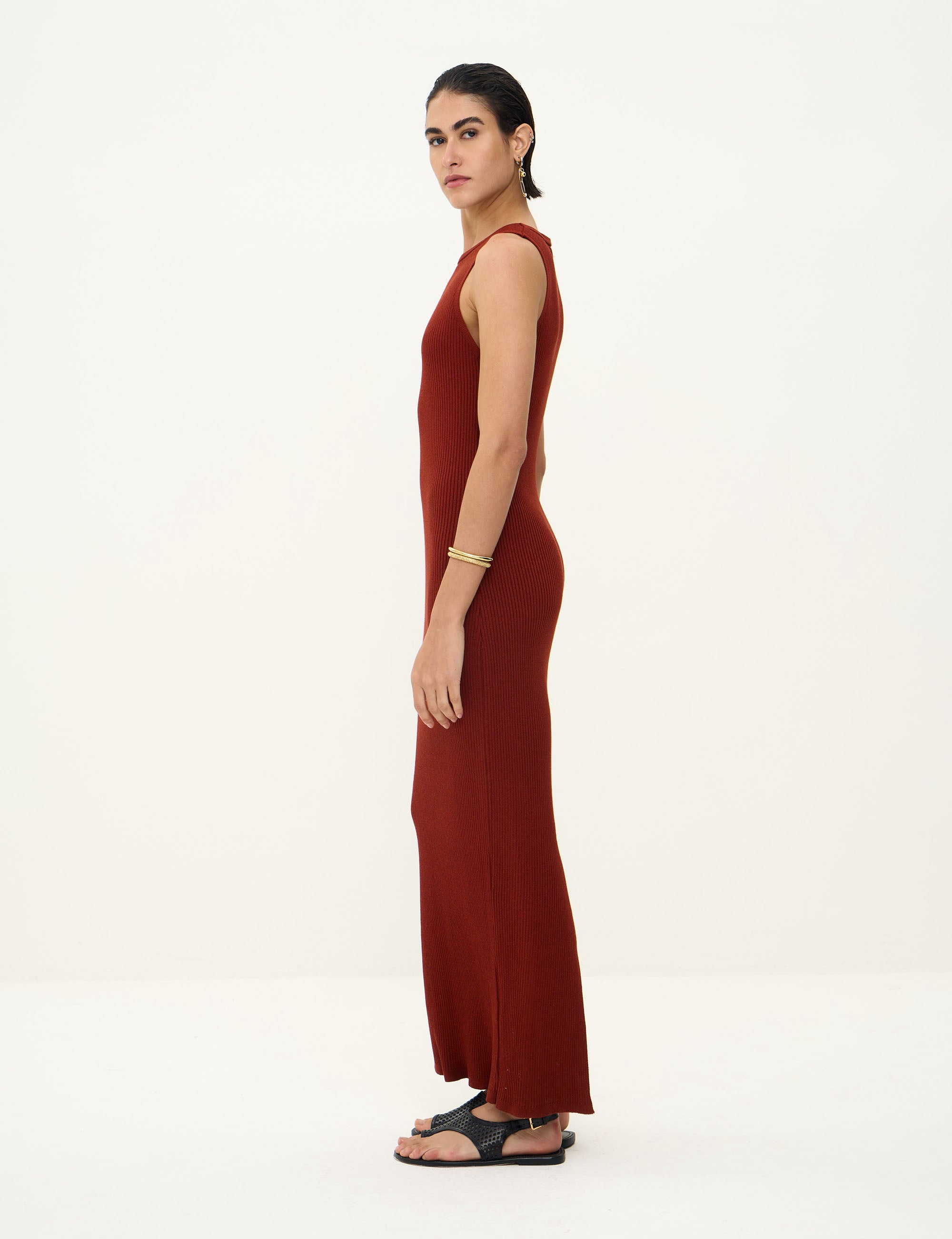 Vestido Cibele Tricot Ferrugem