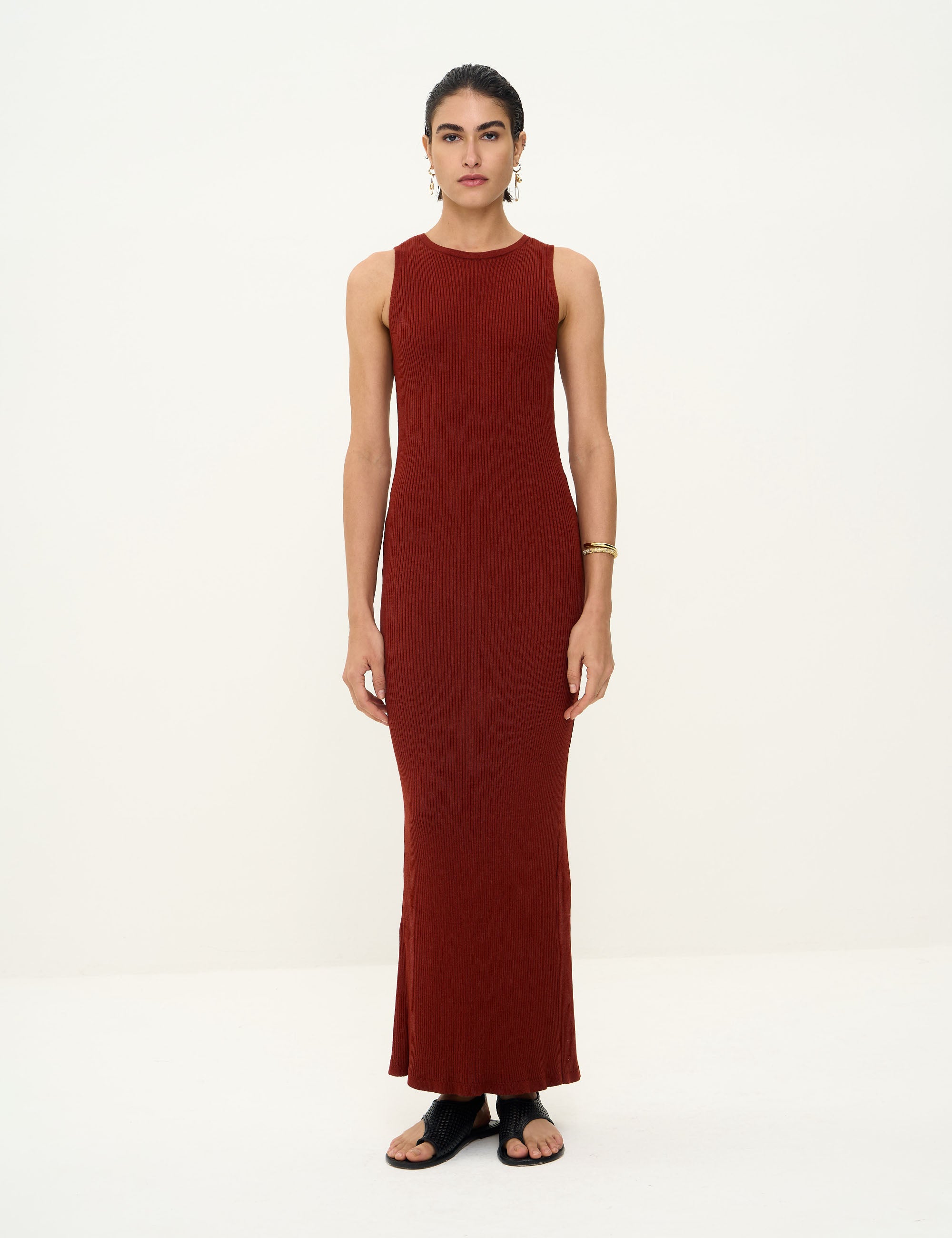 Vestido Cibele Tricot Ferrugem