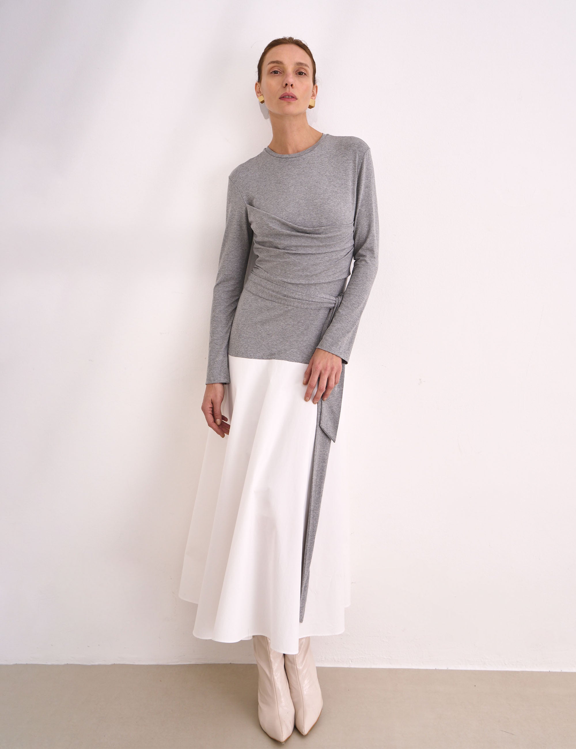 Vestido Claire Malha Cinza Mescla