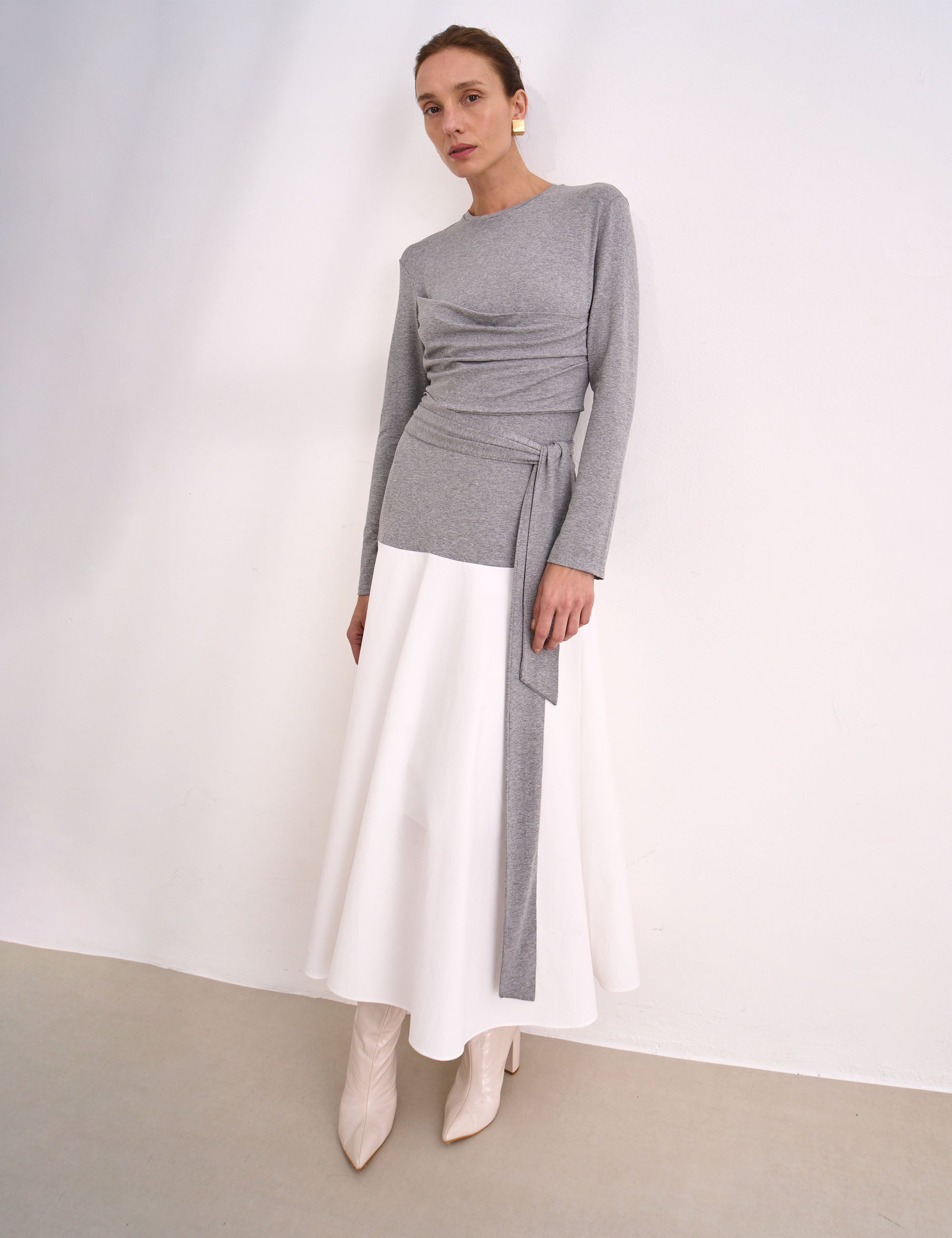 Vestido Claire Malha Cinza Mescla