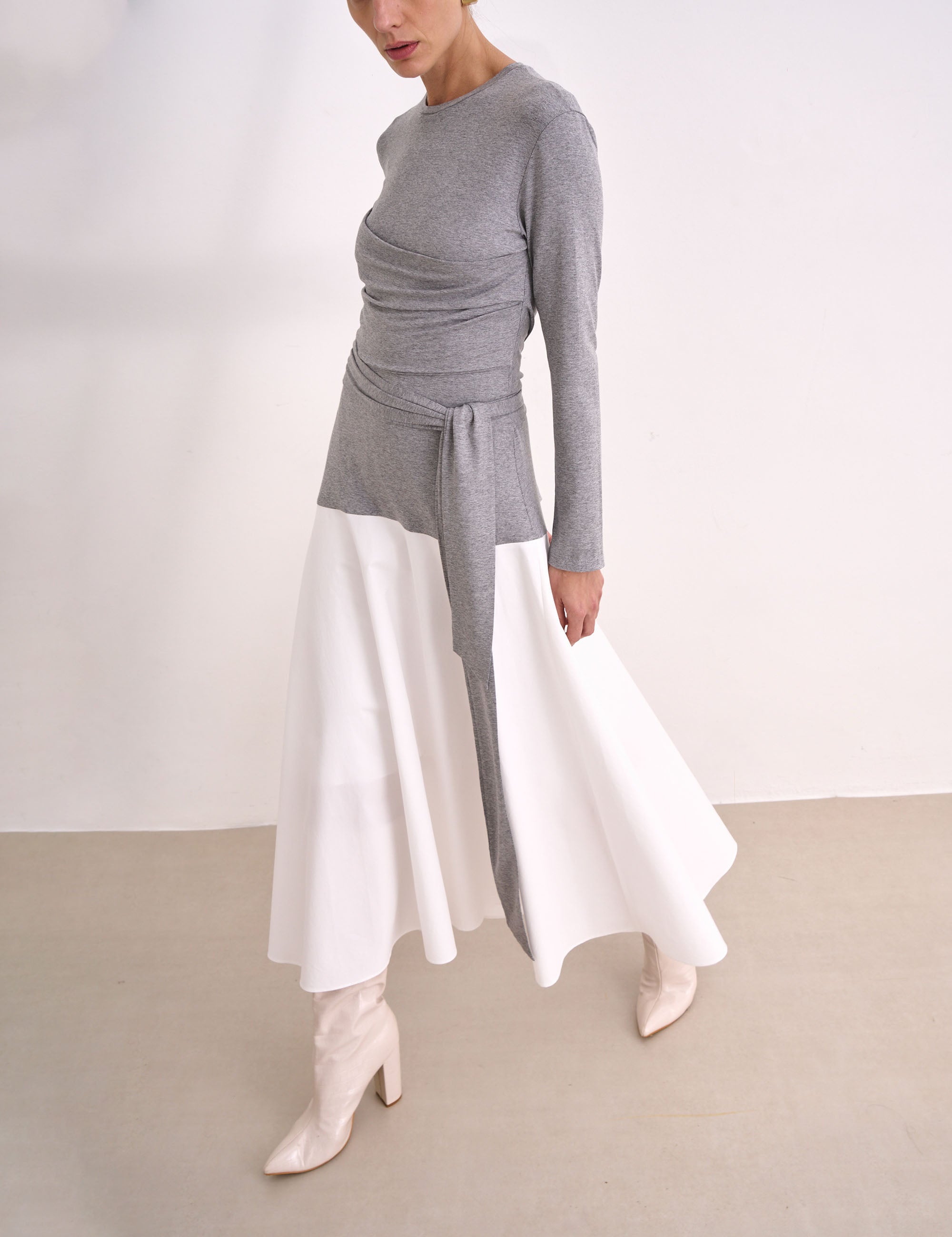 Vestido Claire Malha Cinza Mescla