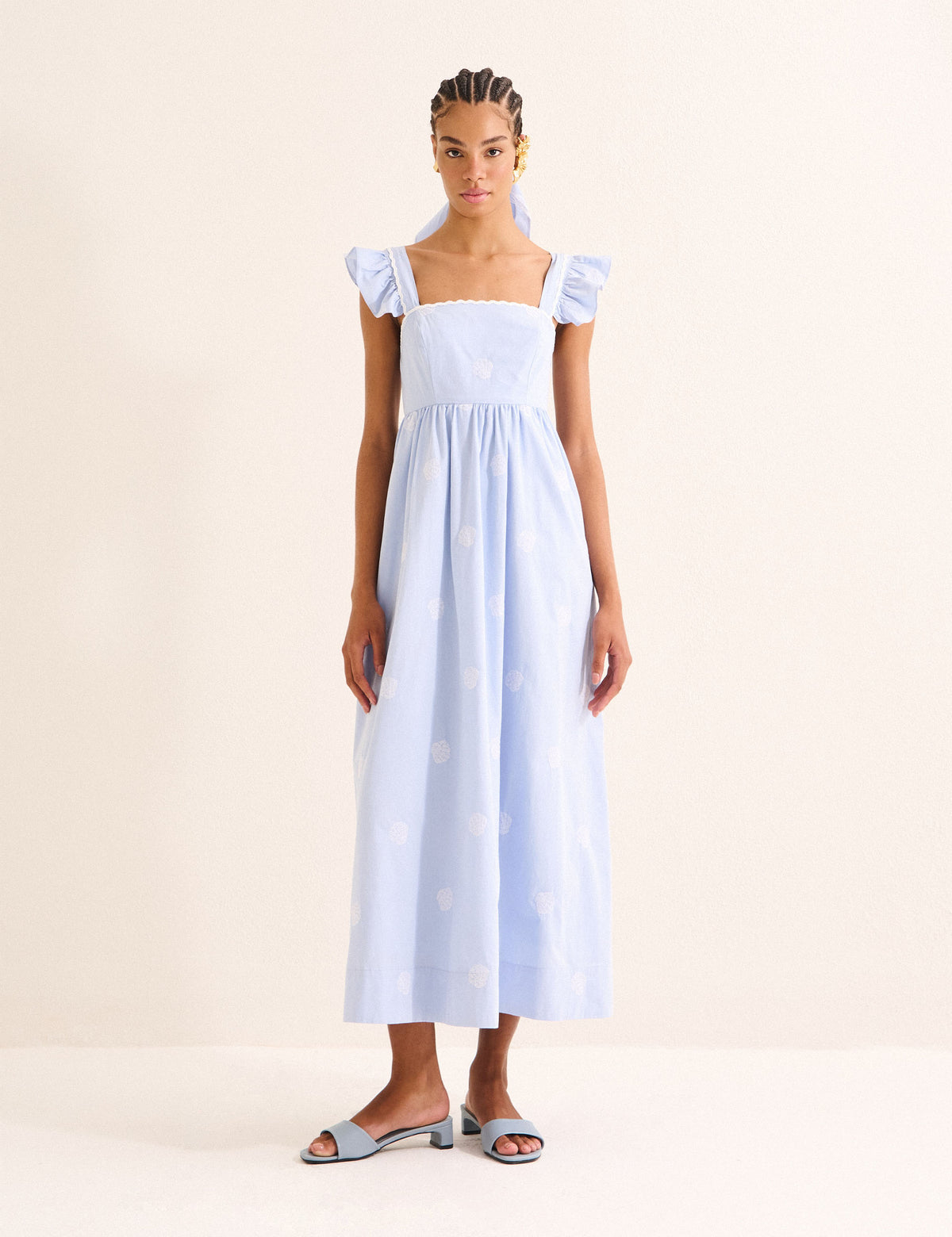 Vestido Conchas Com Lenço Azul