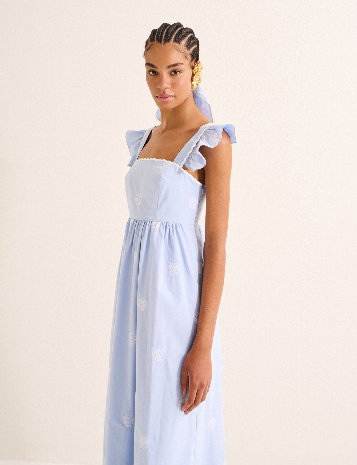 Vestido Conchas Com Lenço Azul