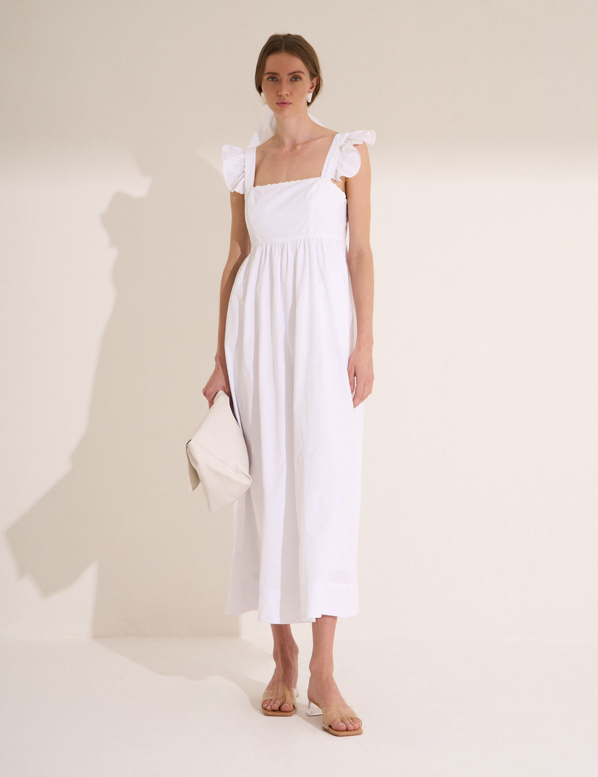 Vestido Conchas Com Lenço Off White