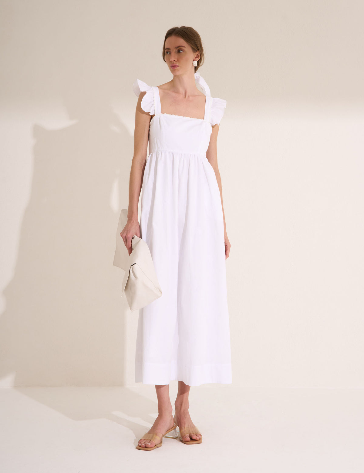 Vestido Conchas Com Lenço Off White
