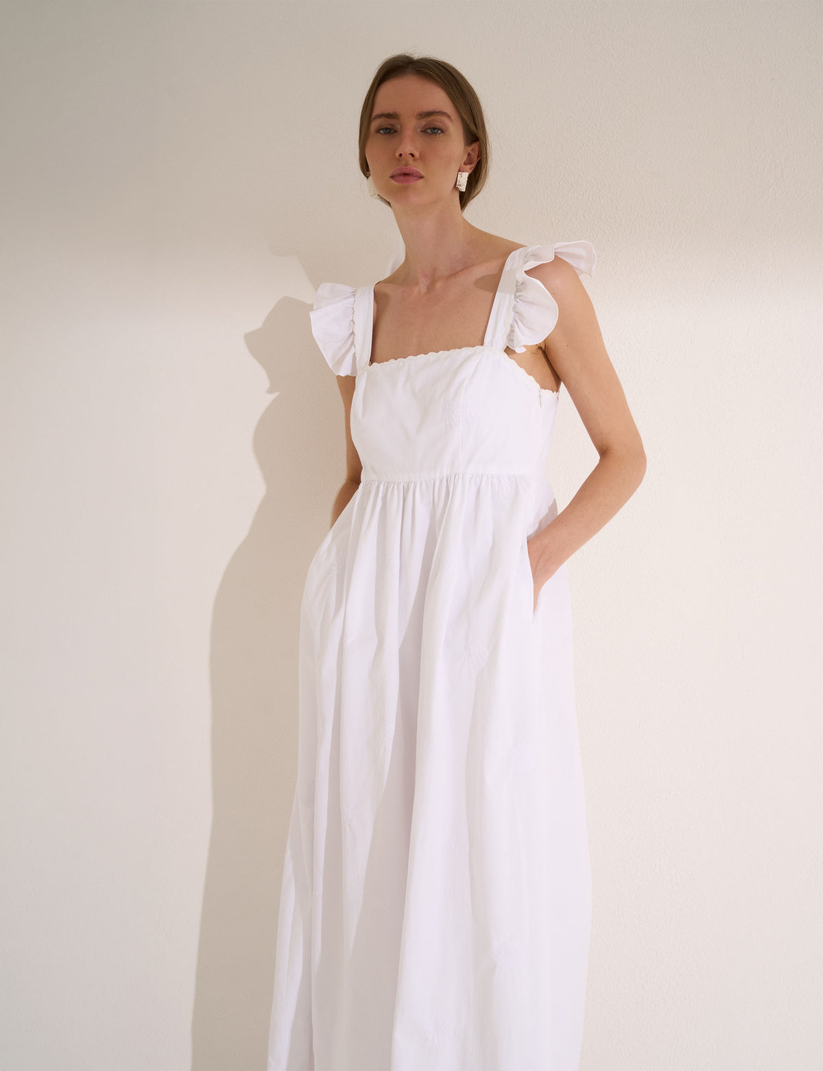 Vestido Conchas Com Lenço Off White