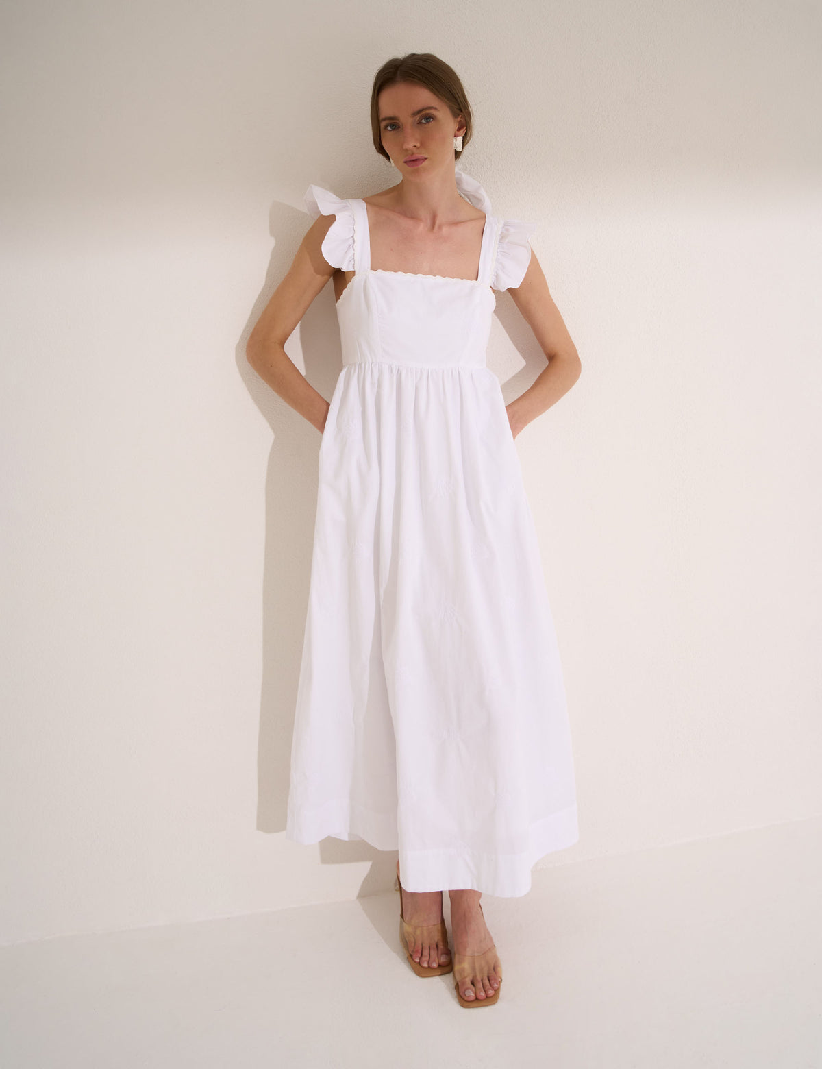 Vestido Conchas Com Lenço Off White