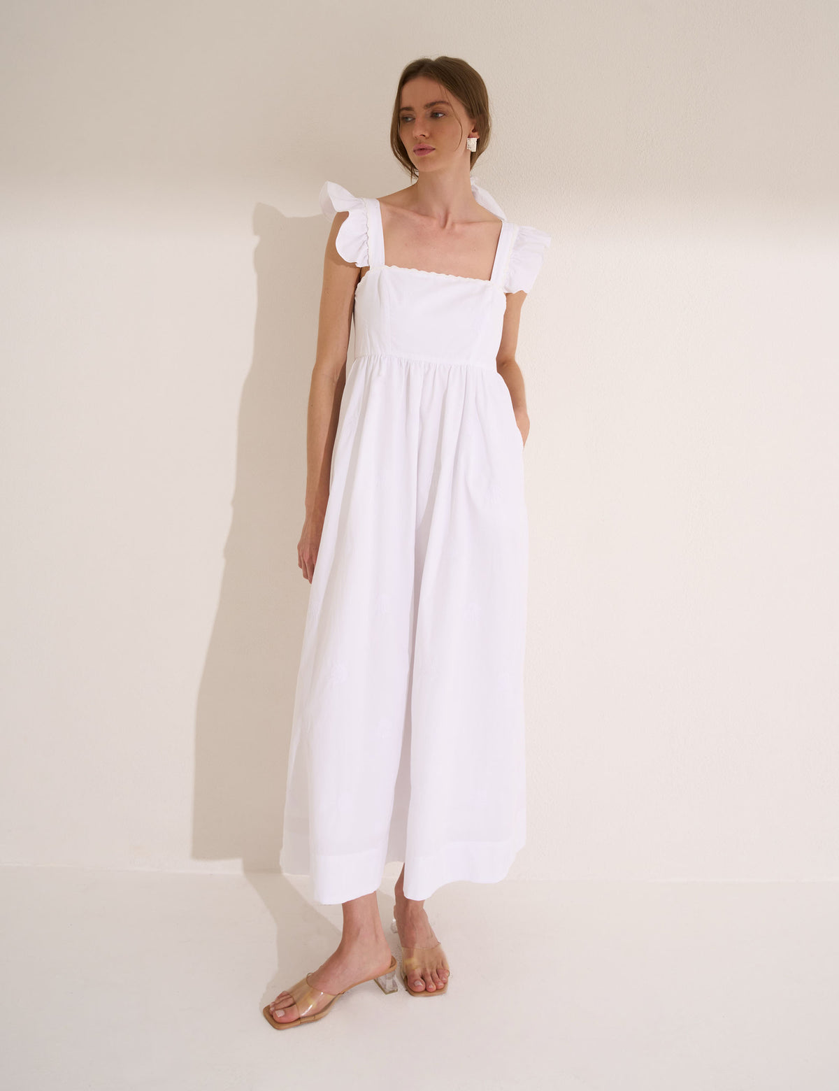 Vestido Conchas Com Lenço Off White